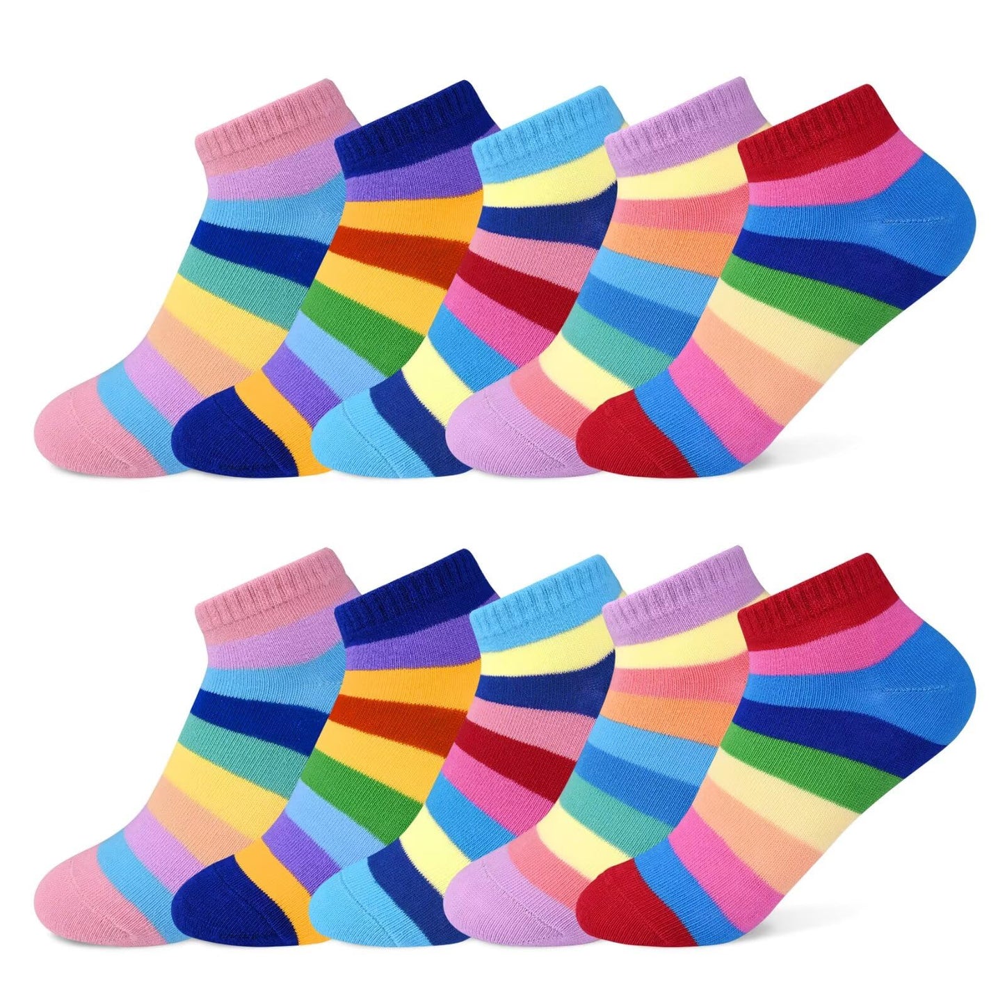 TUUHAW 10 Paar Kinder Socken für Mädchen und Jungen Socken Mit Motiv Schulkind Baumwolle Socken Bunt Gr. 23-38
