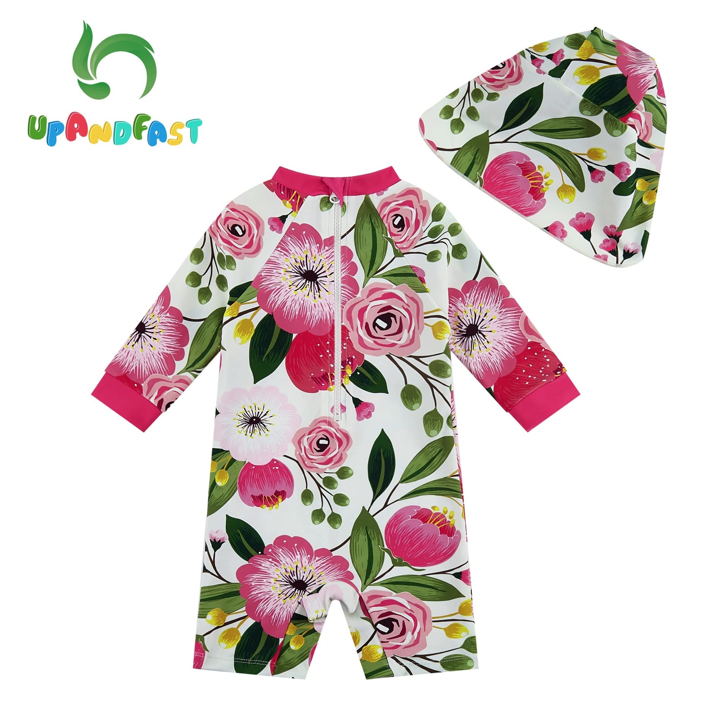 upandfast Baby Swimsuit with Buttons UV Protection Swimwear for Baby Girls