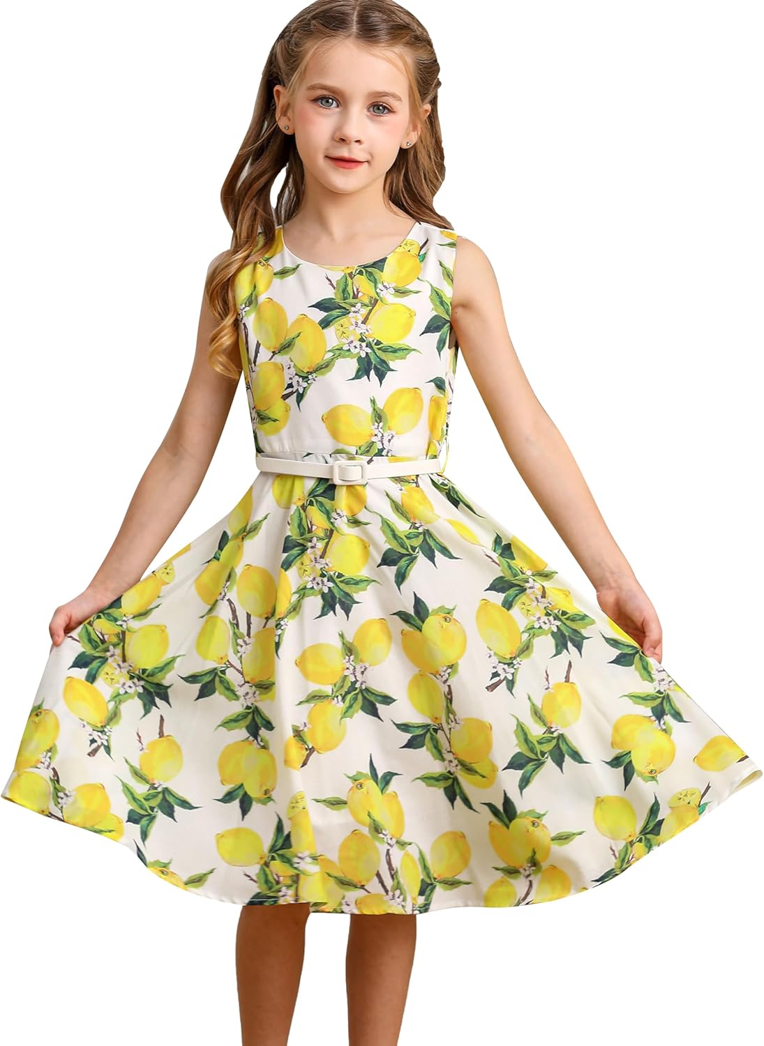 BONNY BILLY Mädchen Kleider Vintage Blumen Festlich Hochzeit Elegant Kinder Kleid mit Gürtel