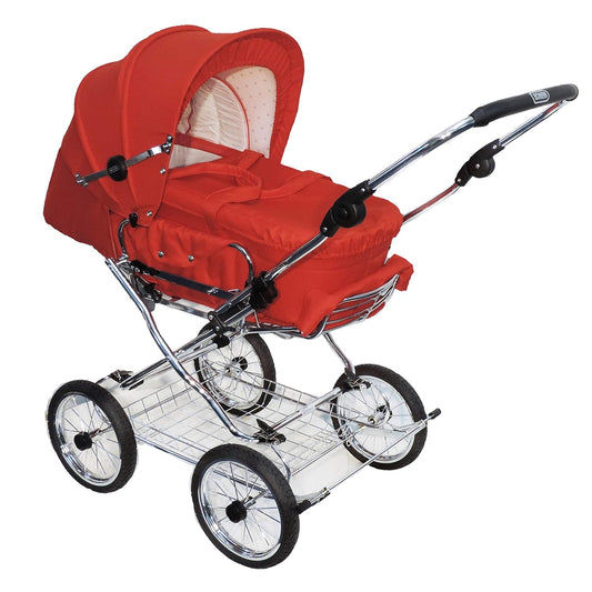 EICHHORN Stroller Combination Pram Complete Set, 0-3 Years, Convertible to Sports Pram, Includes Baby Carry Bag, Fabric Red (ECCO Wheel)