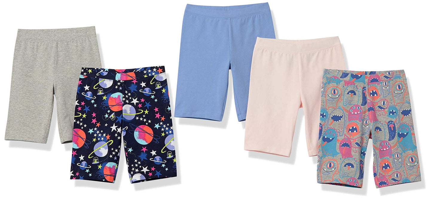 Amazon Essentials Mädchen Midi-Radshorts (Früher Spotted Zebra), 5er-Pack