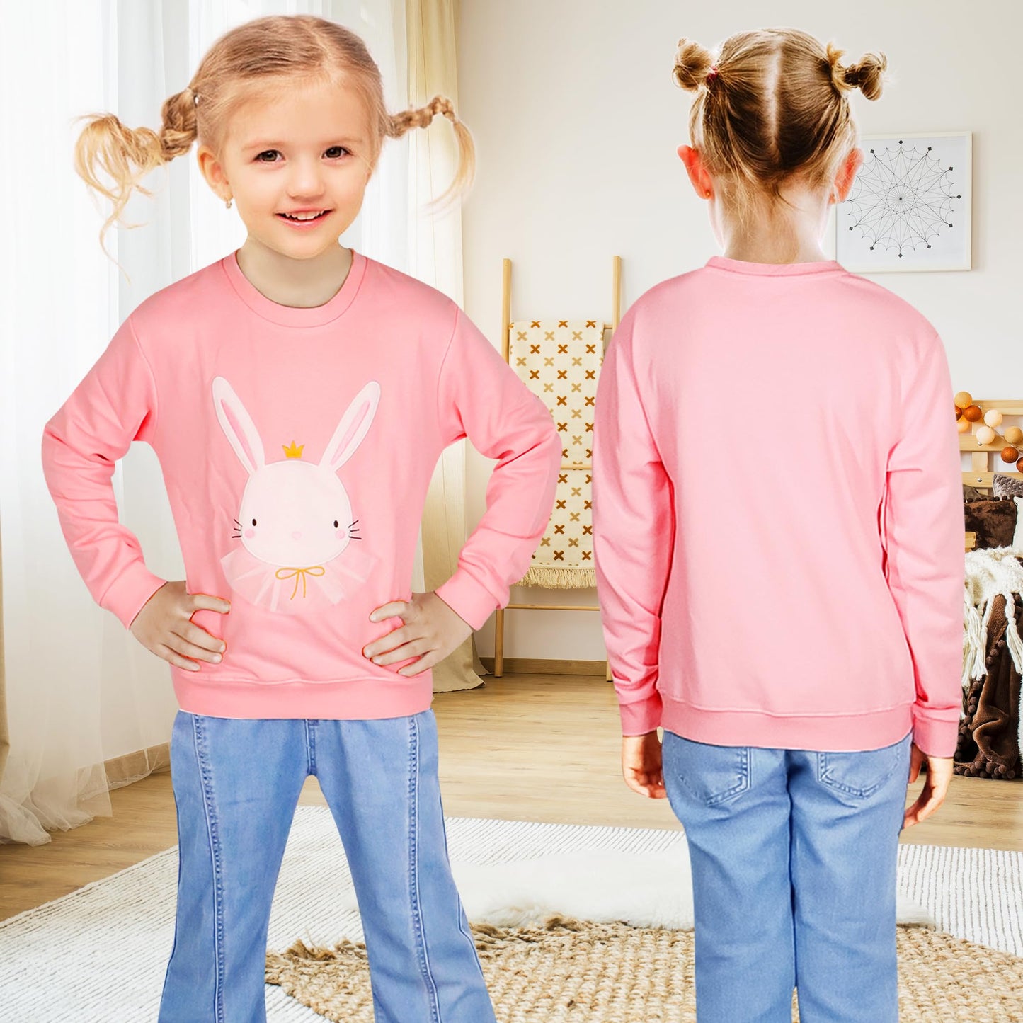 Baogaier Sweatshirt Mädchen Pullover Baumwolle Leichtgewicht Casual Sport Langarmshirt Pailletten Pelzig Tierdruck Kinder Kleidung Langarm Rundhalsausschnitt Tops 2-7 Jahre, Gr.92-122