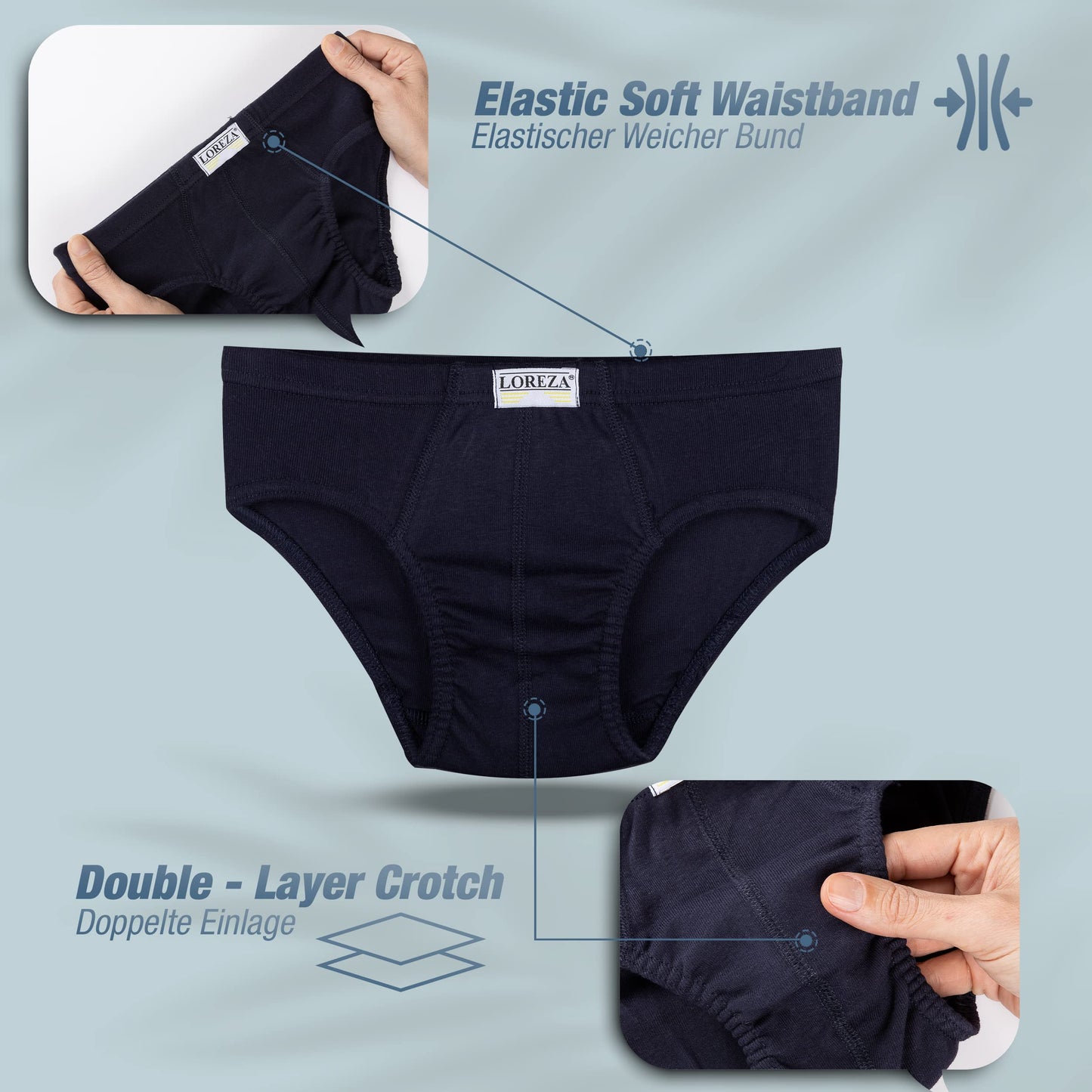 LOREZA ® 10 Jungen Slips aus 100% Baumwolle Unterhosen Unterwäsche 92-170