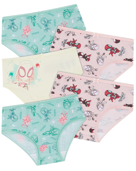 Marvel Spidey & Friends Slip für Mädchen, 100 % Baumwolle, 5 Stück