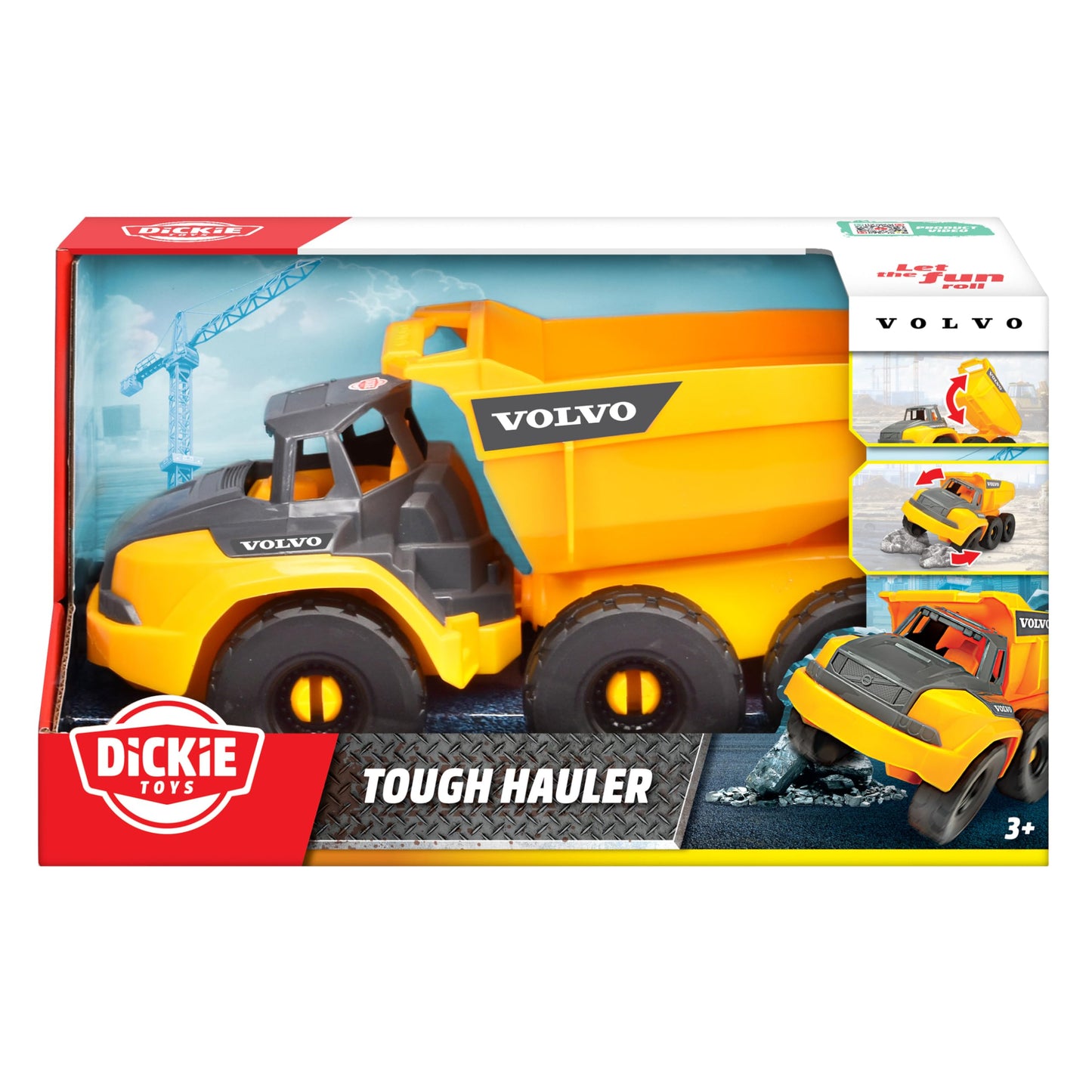 Dickie Toys - Volvo Bagger Tough Excavator (26 cm) - Spielzeug-Schaufelbagger für Kinder ab 3 Jahre mit Freilauf, beweglichem Arm und Schaufel, als Sandspielzeug geeignet
