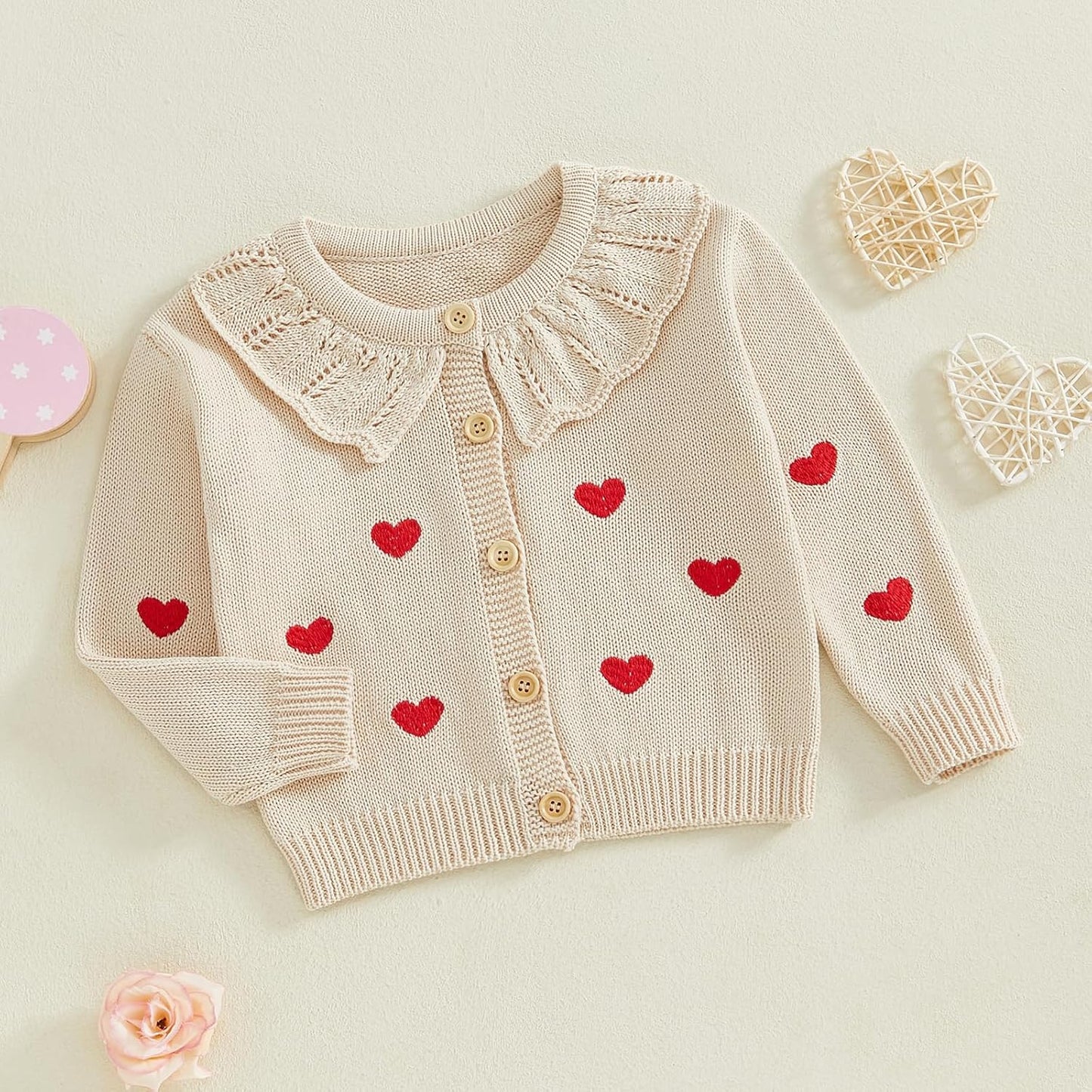 FOMOYUU Strickjacke für Kleinkinder und Neugeborene, Mädchen, langärmelig, Knopfleiste, Sweatshirt, Jacke, Herbst-Outfits