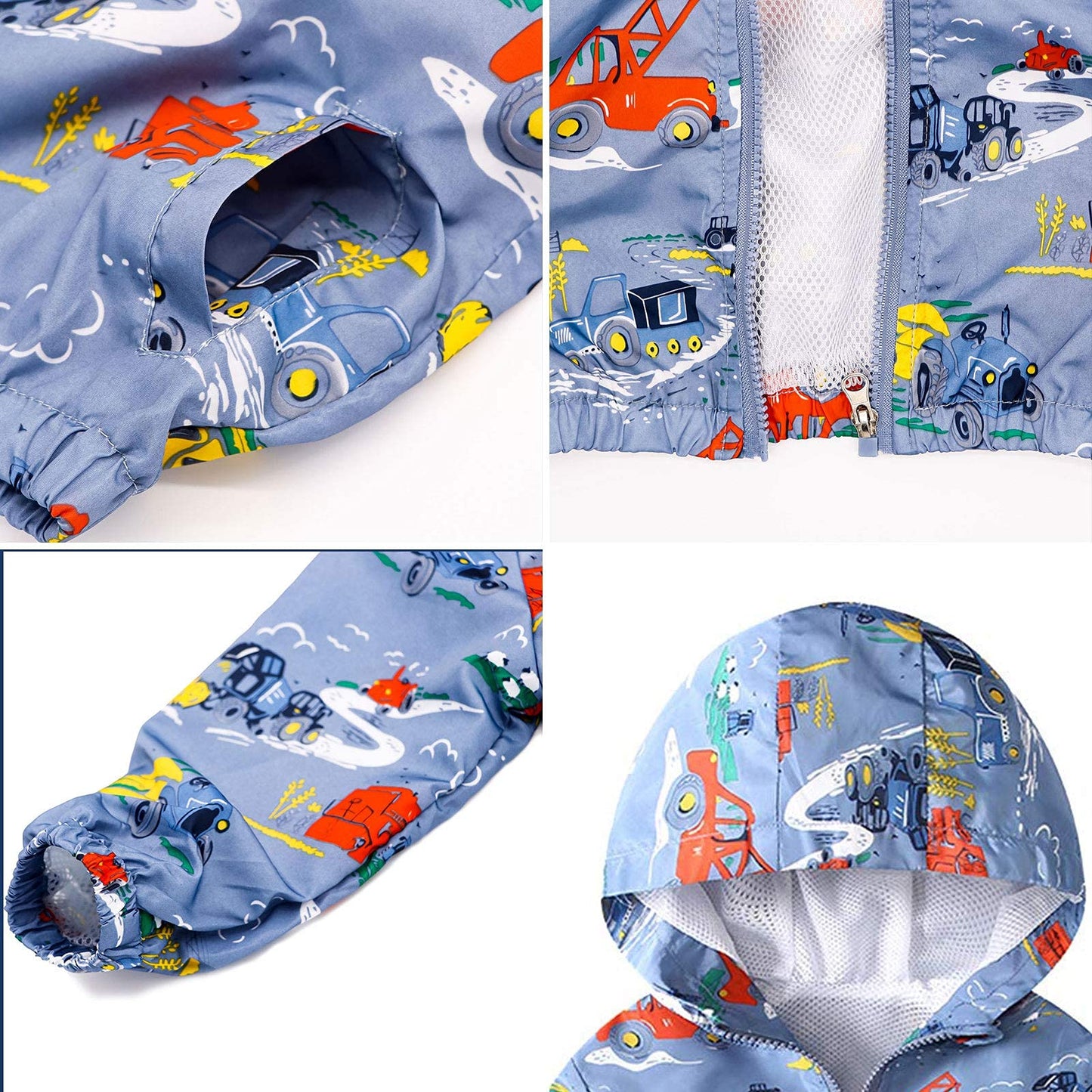 JinBei Jacke Baby Junge Kinder Jacken Kapuzen Sweatjacke Kapuzenjacke Cartoon Aufdruck Jungen Winddicht Mantel Windjacke Übergangsjack Frühling Herbst Outwear Softshelljacke 1-7 Jahre