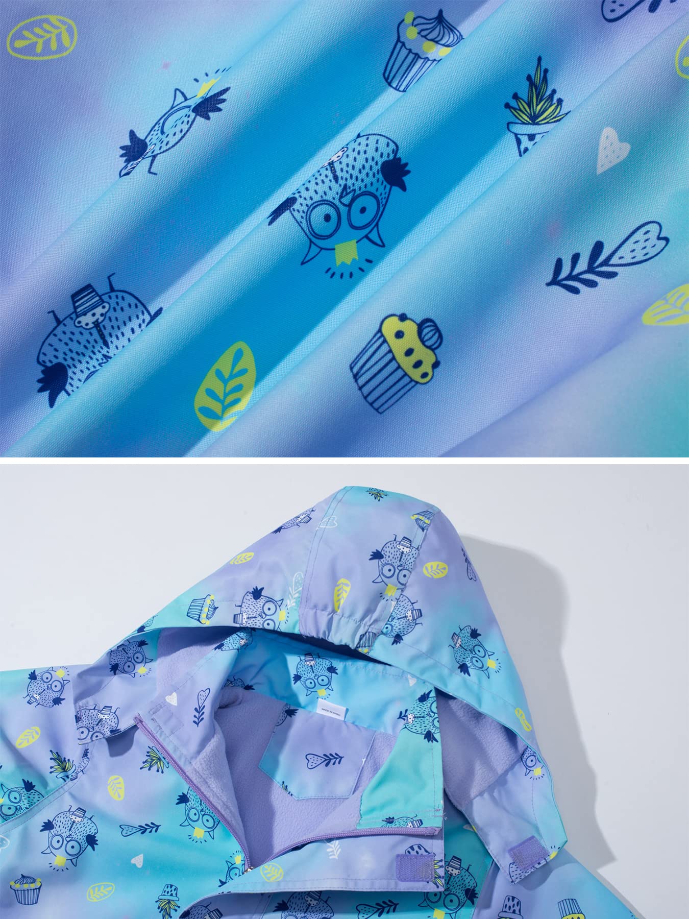 NATUST Mädchen Gefütterte Regenjacke Kinder Winddicht Übergangsjacke mit Abtrennbare Kapuze