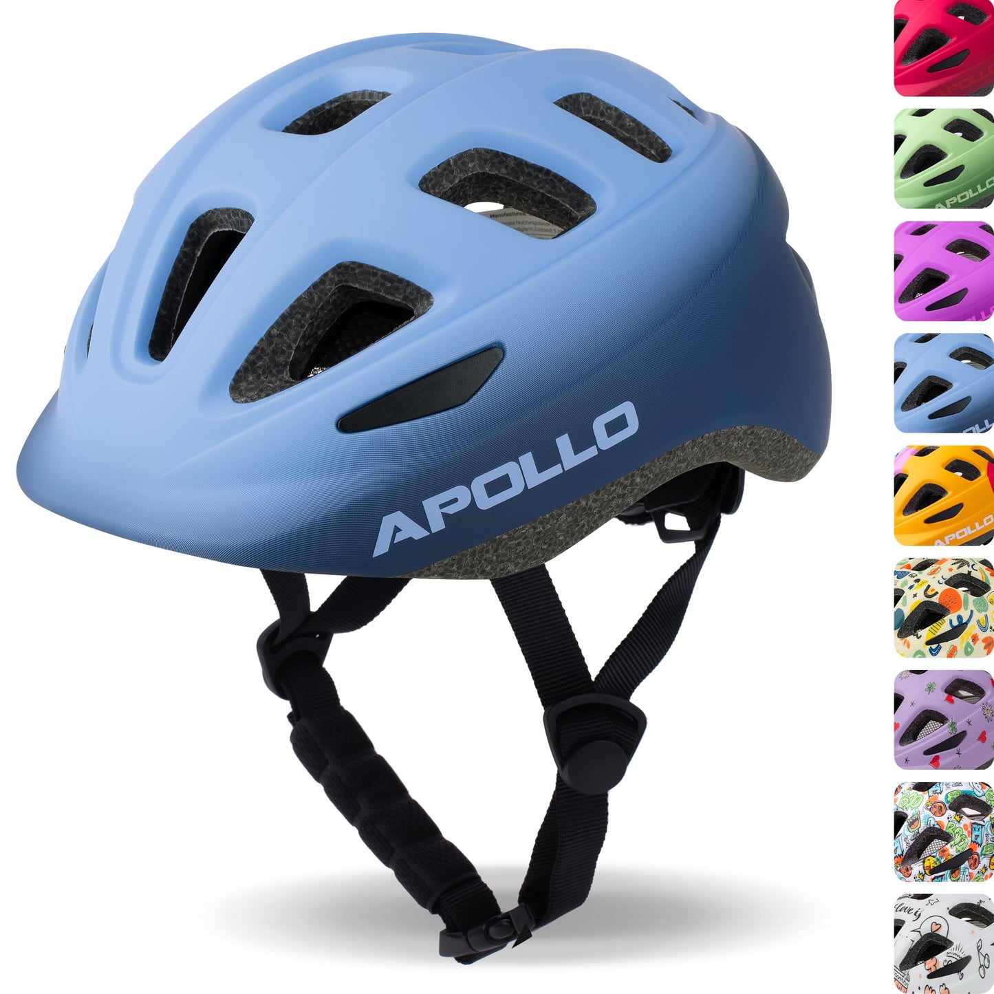 Apollo Kinder Fahrradhelm, Helm für Kinder & Jugendliche, Multisport Helm, Fahrradhelm Mädchen, Fahrradhelm Jungen, Kinderhelm ab 3 Jahre, Verstellbarer Kinder-Helm, ab Größe 48, für Fahrrad & Roller
