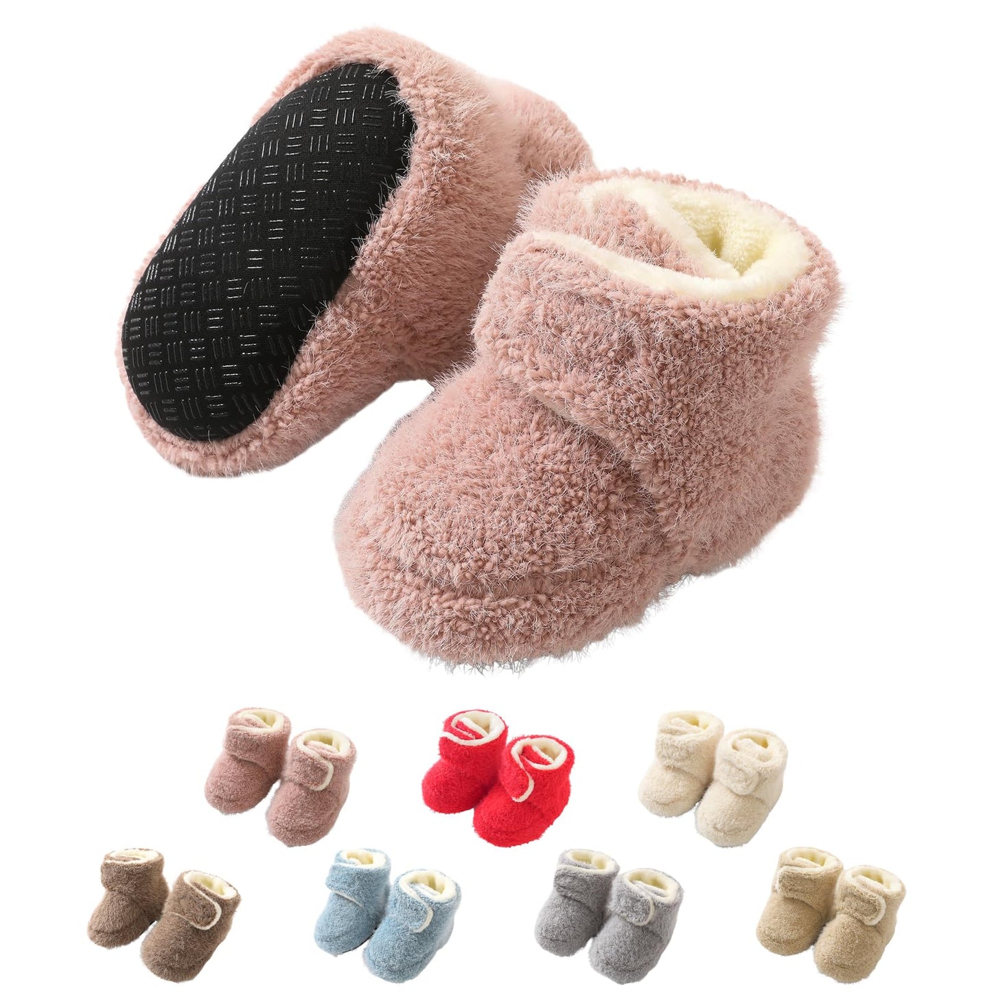 YloveM Toddler Baby Boys Girls Booties, Unisex Newborn Winter Shoes Thick Snow Boots Non-Slip Sole Soft Toddler Warm Sock Shoes