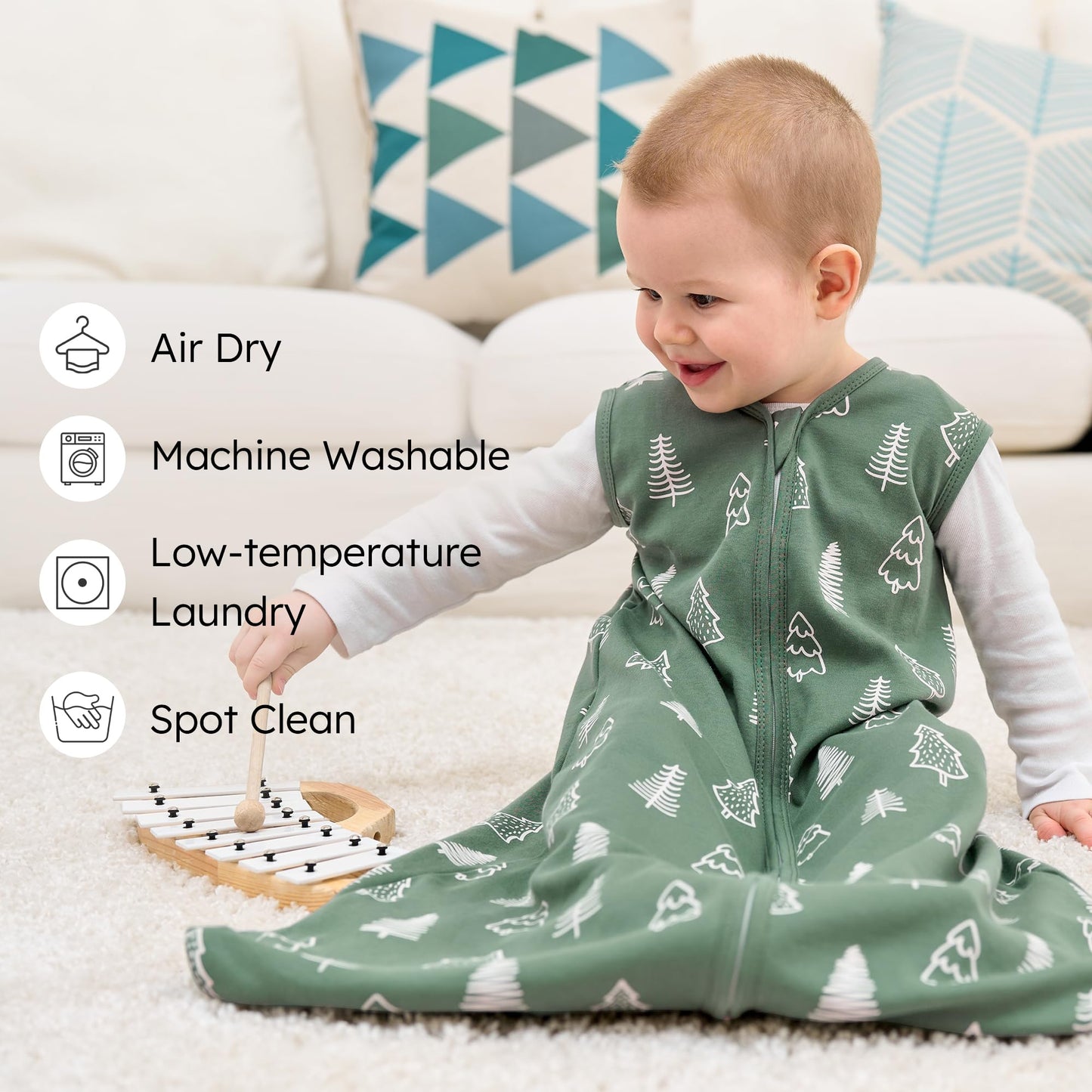 FIEMOL Baby Sleeping Bag 2.5 Tog 0-6 Months, Winter Cotton Newborn Baby Sleeping Bag, Wearable Blanket for Infants and Toddlers, 2-Way Zip Sleeping Bag, 67 cm, Rainbow