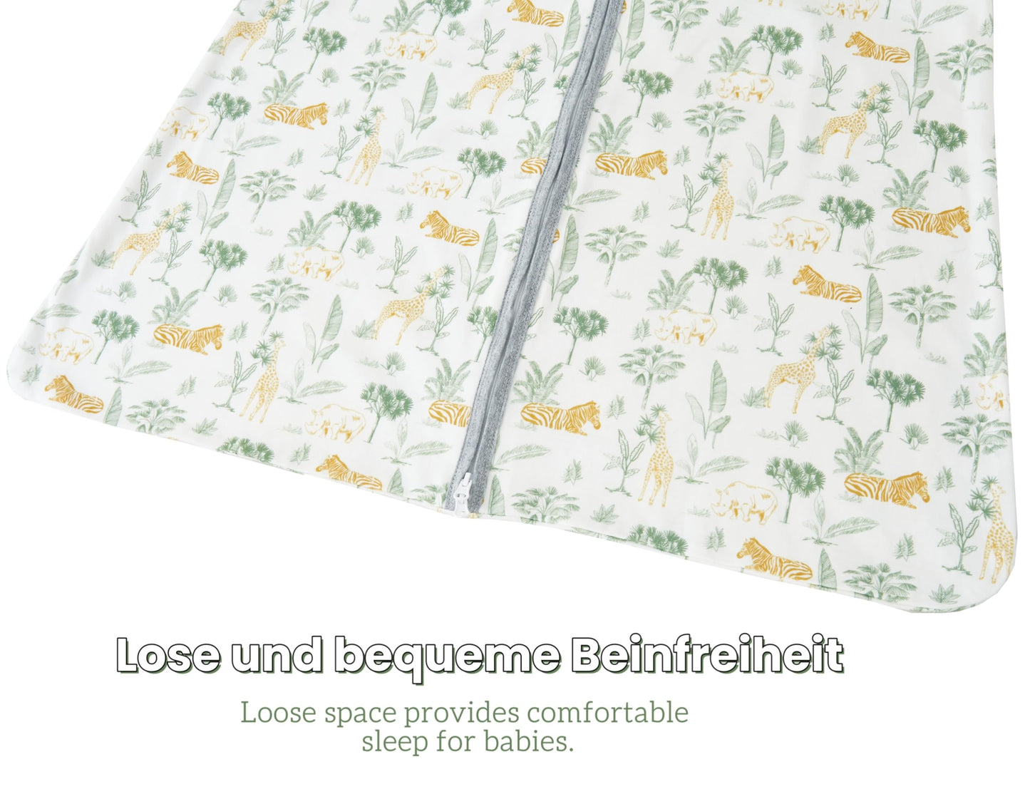 Chilsuessy Children's Sleeping Bag 1.5 Tog Pack of 2 Baby Sleeping Bag Made of 100% Cotton, Baby All-Year Sleeping Bag Pyjamas for Boys and Girls, 1.5 Tog/Elephant Lion + Green, 110 cm / Baby Height