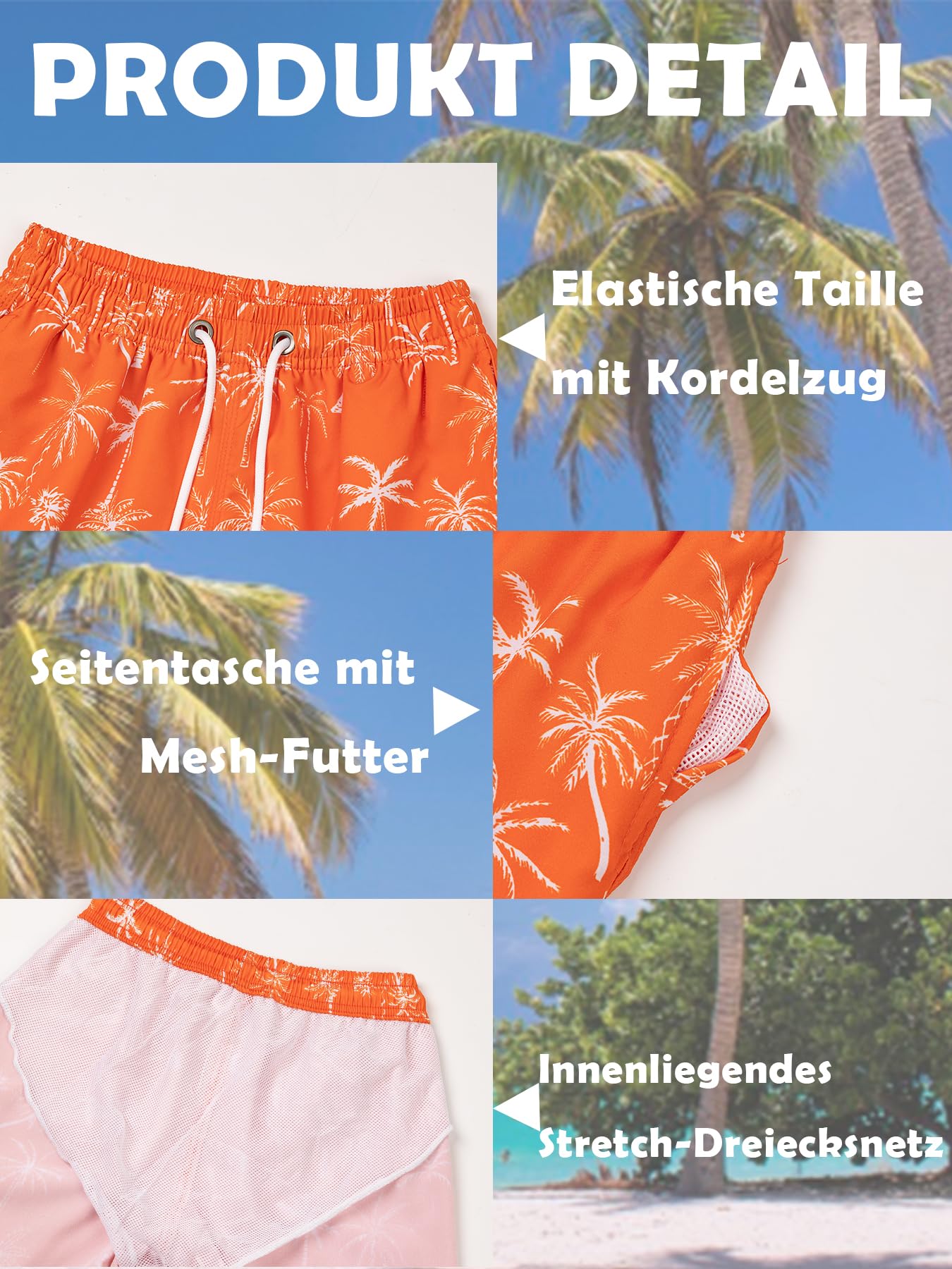 CALBOUNT Boys' Swimming Shorts Printed Quick Dry Swim Shorts with Inner Shorts