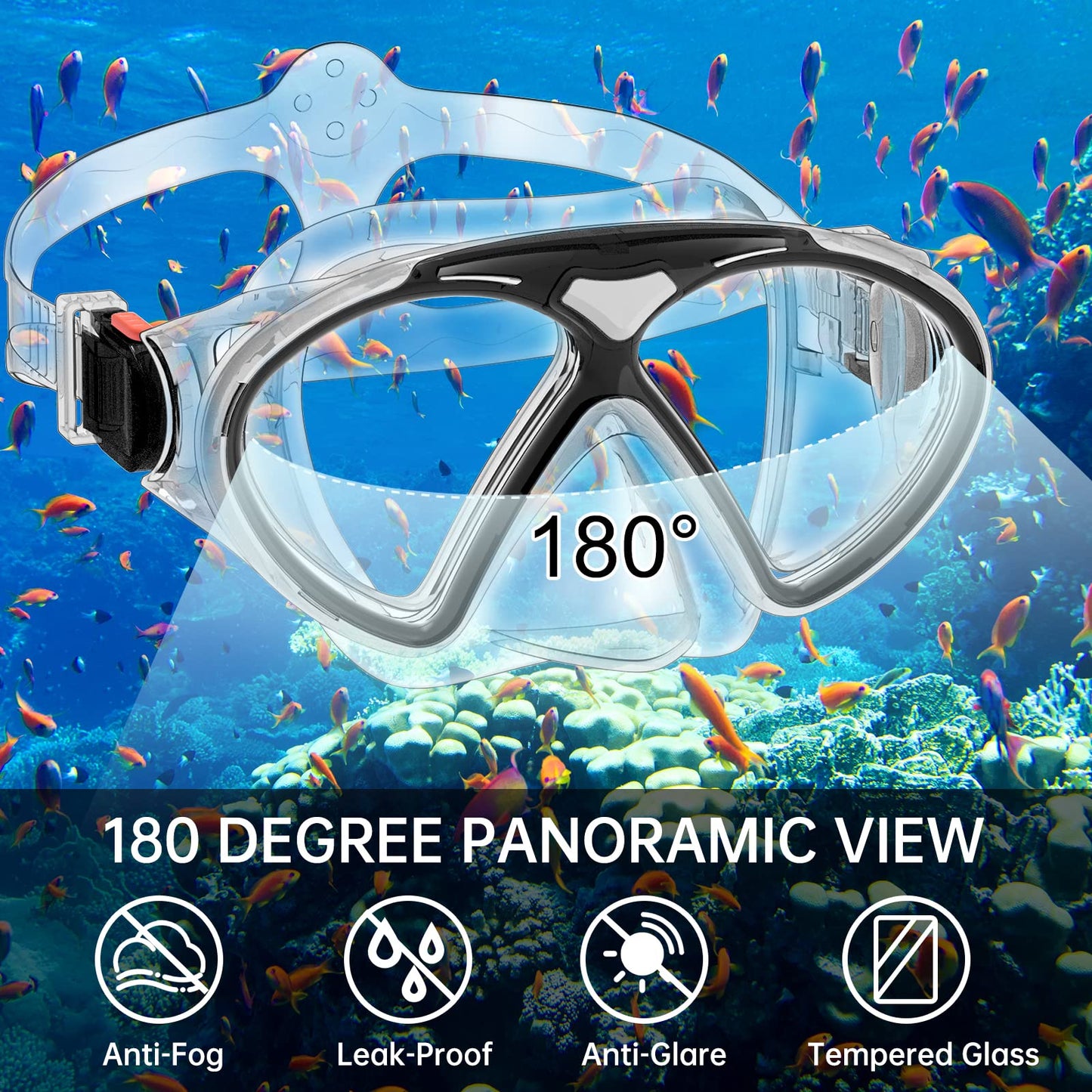 JEMULICE Taucherbrille Kinder, Schwimmbrille Kinder Schnorchelmaske für Jungen Mädchen, Tauchmaske mit Nasenabdeckung 180°Panorama HD Anti Nebel Anti-Leck Schwimmmaske für Kinder 4-16 Jahre