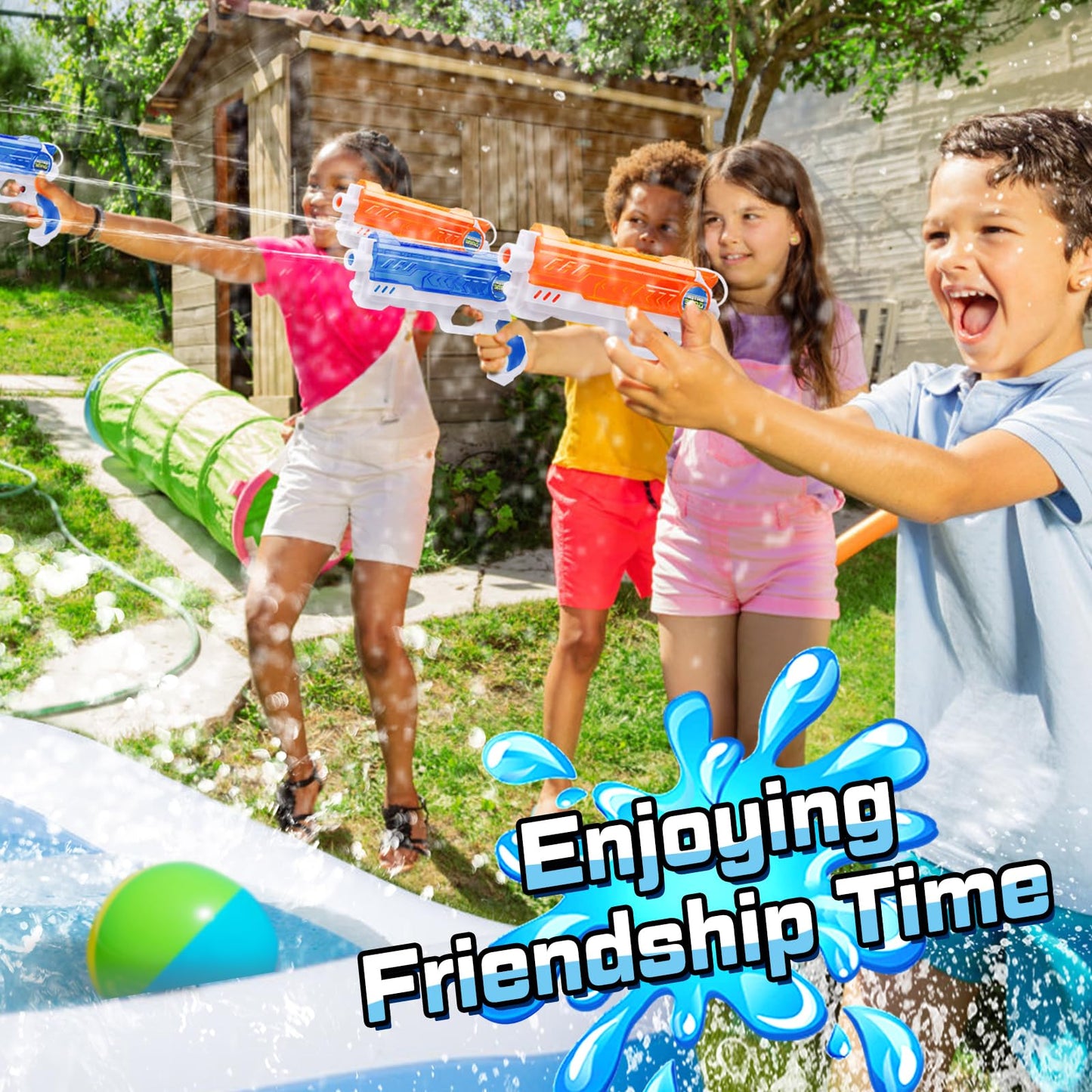 Quanquer Wasserpistole Kinder 280ML wasserpistolen mit 9 Meter Reichweite Outdoor Garten Strand Sommer Party Schwimmbad Spiele Spielzeug für Jungen Mädchen (2 Pack)