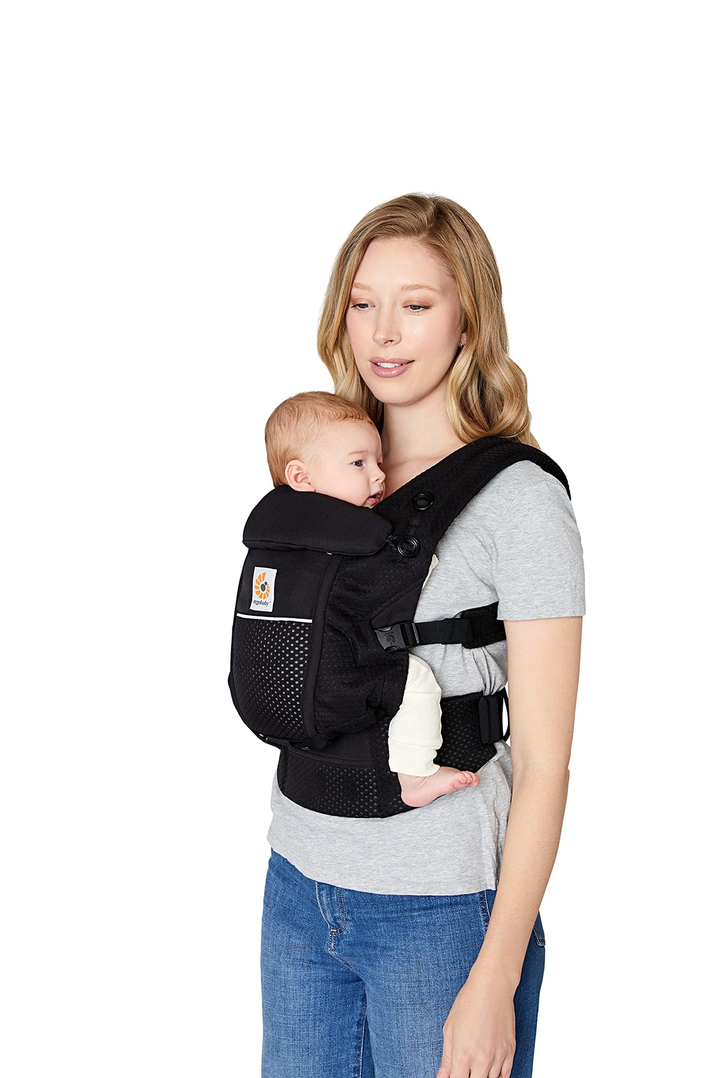 Ergobaby Adapt Babytrage für Neugeborene ab Geburt, 3-Positionen SoftFlex Mesh Ergonomische Babybauchtrage Rückentrage Baby-Tragetasche, Natural Beige, 1 Einheit