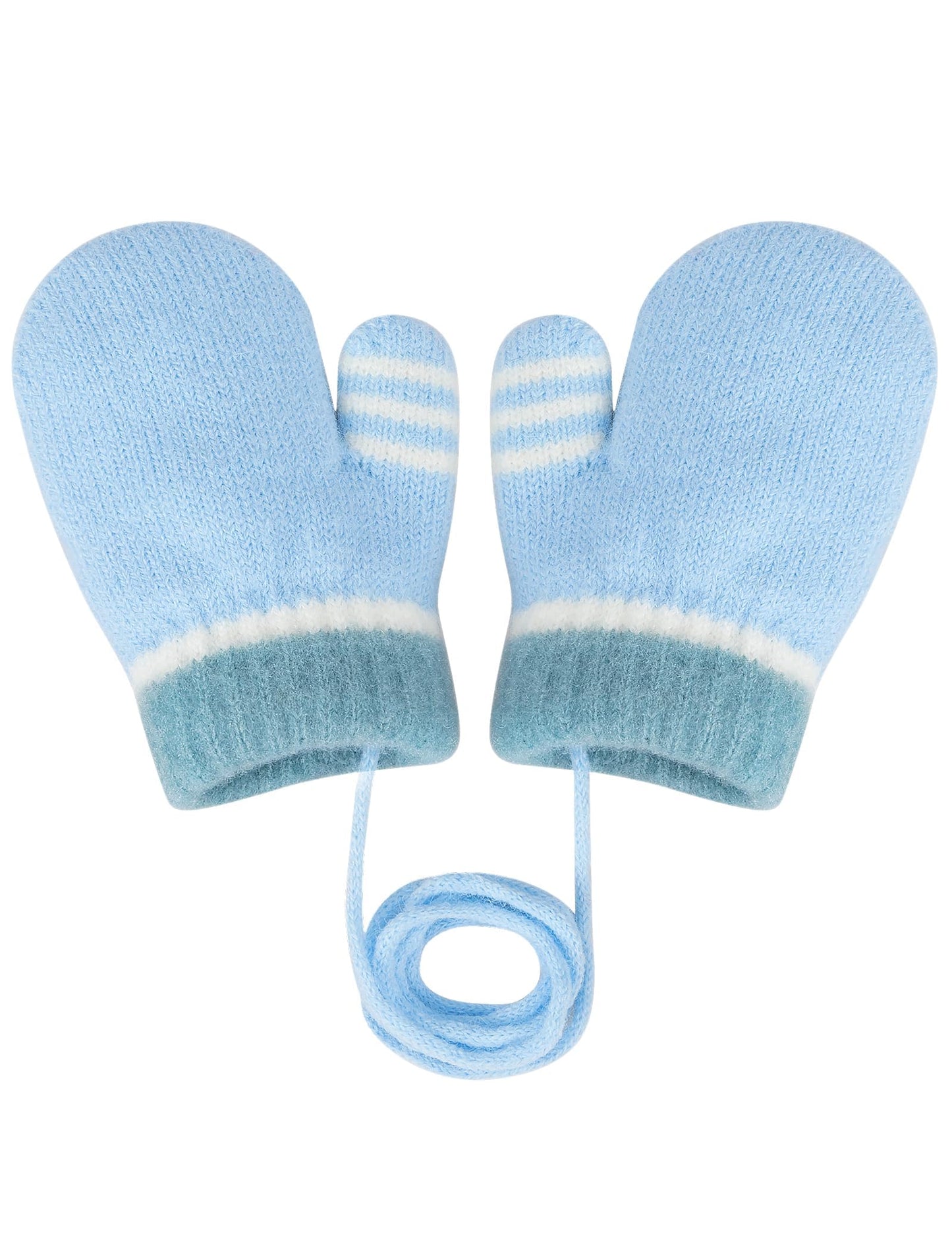 Becellen Fäustlinge Infant, Warme Verdicken Kleinkind Winterhandschuhe mit Schlüsselband Niedliche Anti Kratz Baby Strickhandschuhe für 0-3 Jahre Jungen Mädchen