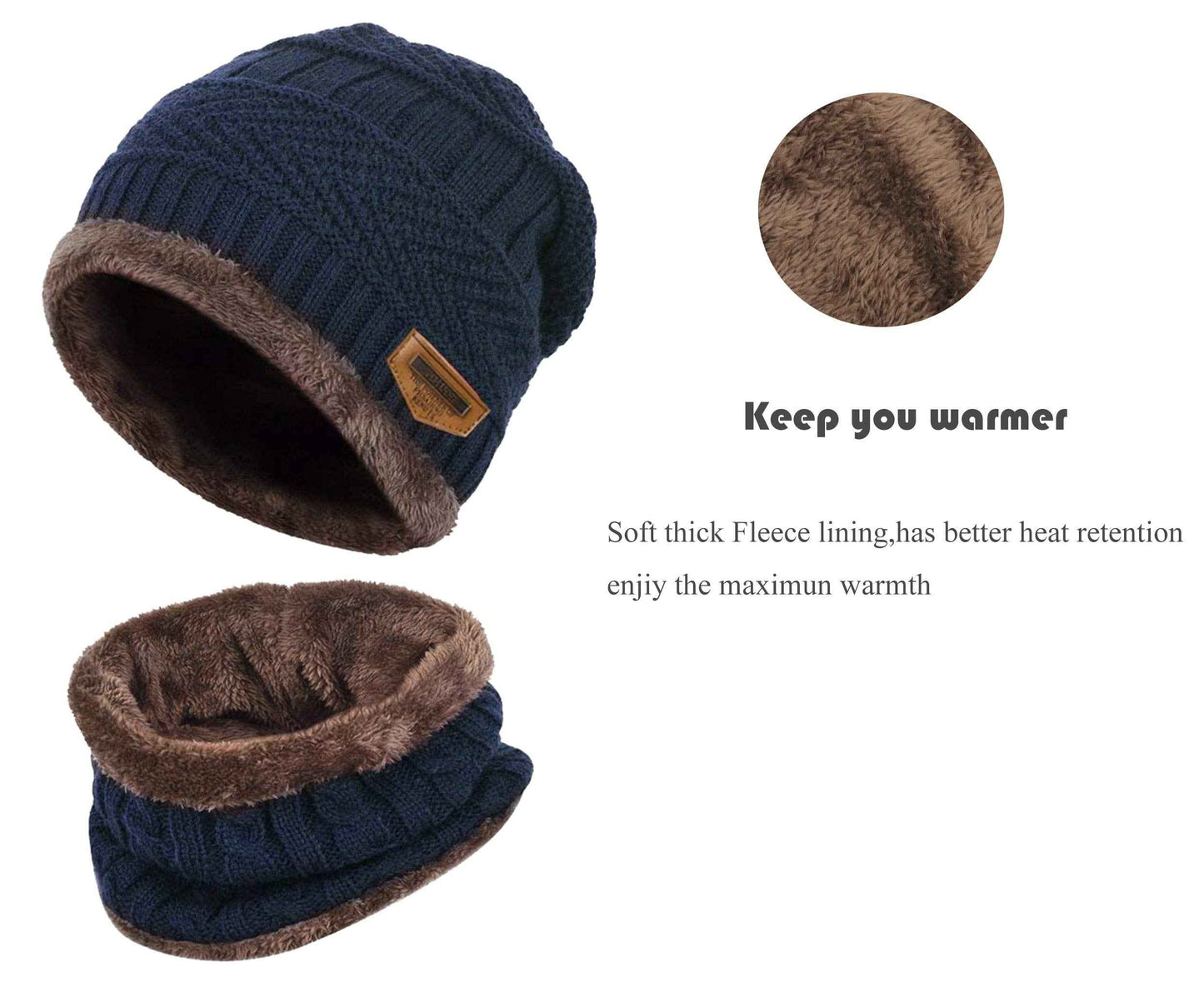 K.tchard Children’s Winter Hat, Beanie Hat with Scarf Set, Slouchy Knitted Hat, Warm Knitted, Skull Cap, Fleece Lining Hat 2–8 Years