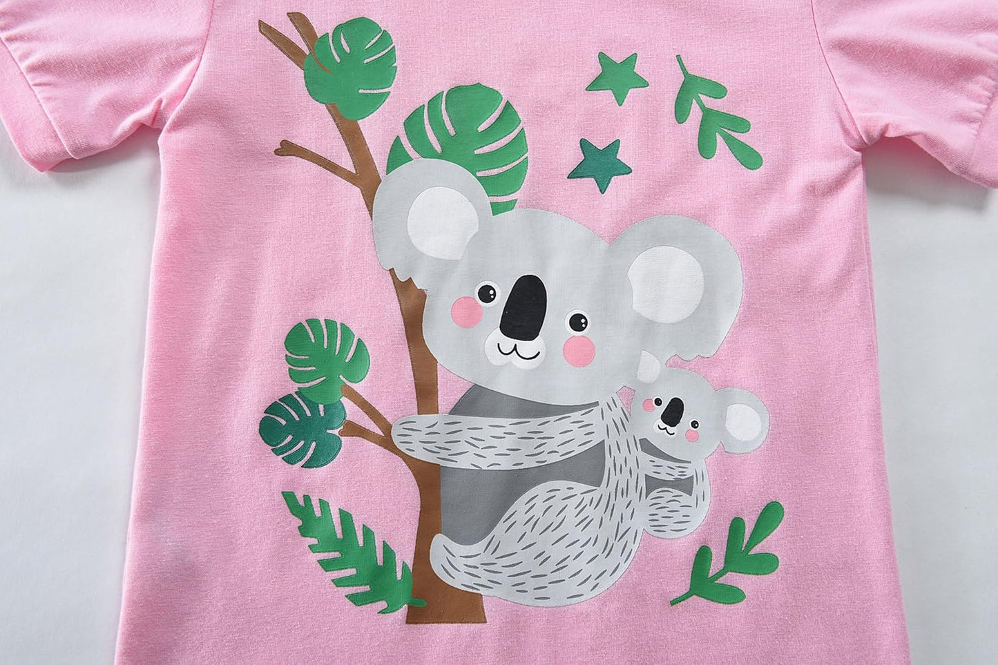 EULLA Mädchen Schlafanzug Kinder Kurz Einhorn Dino Katze Prinzessin Hase Pyjama Set Sommer Kleidung Zweiteiliger Nachtwäsche Baumwolle 92 98 104 110 116 122