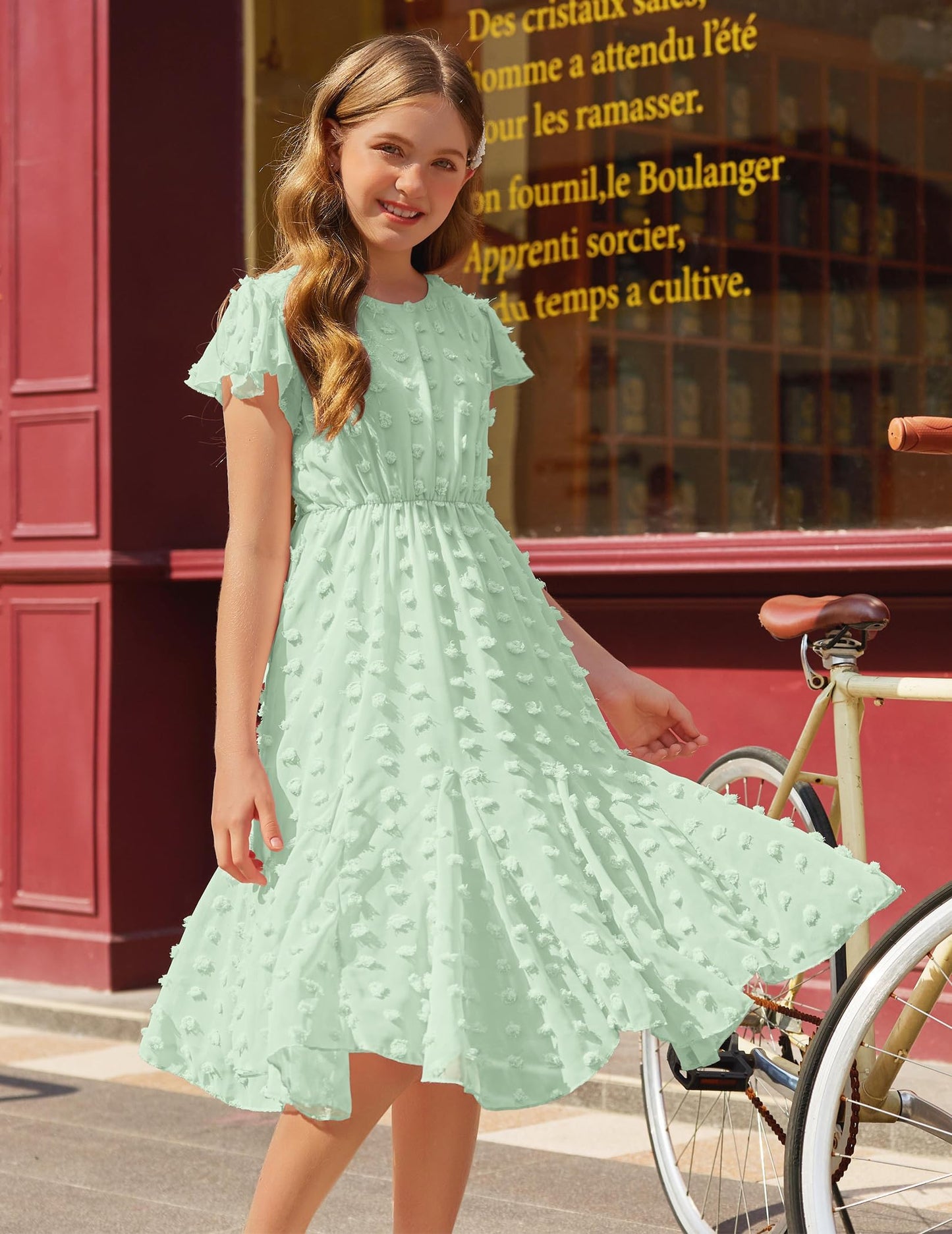 Flypigs Kleid Mädchen Festlich Hochzeit Party Kurzarm Sommer Freizeitkleid Prinzessin Chiffon Kleider Kinder Teenager Kleidung 3-12 Jahre
