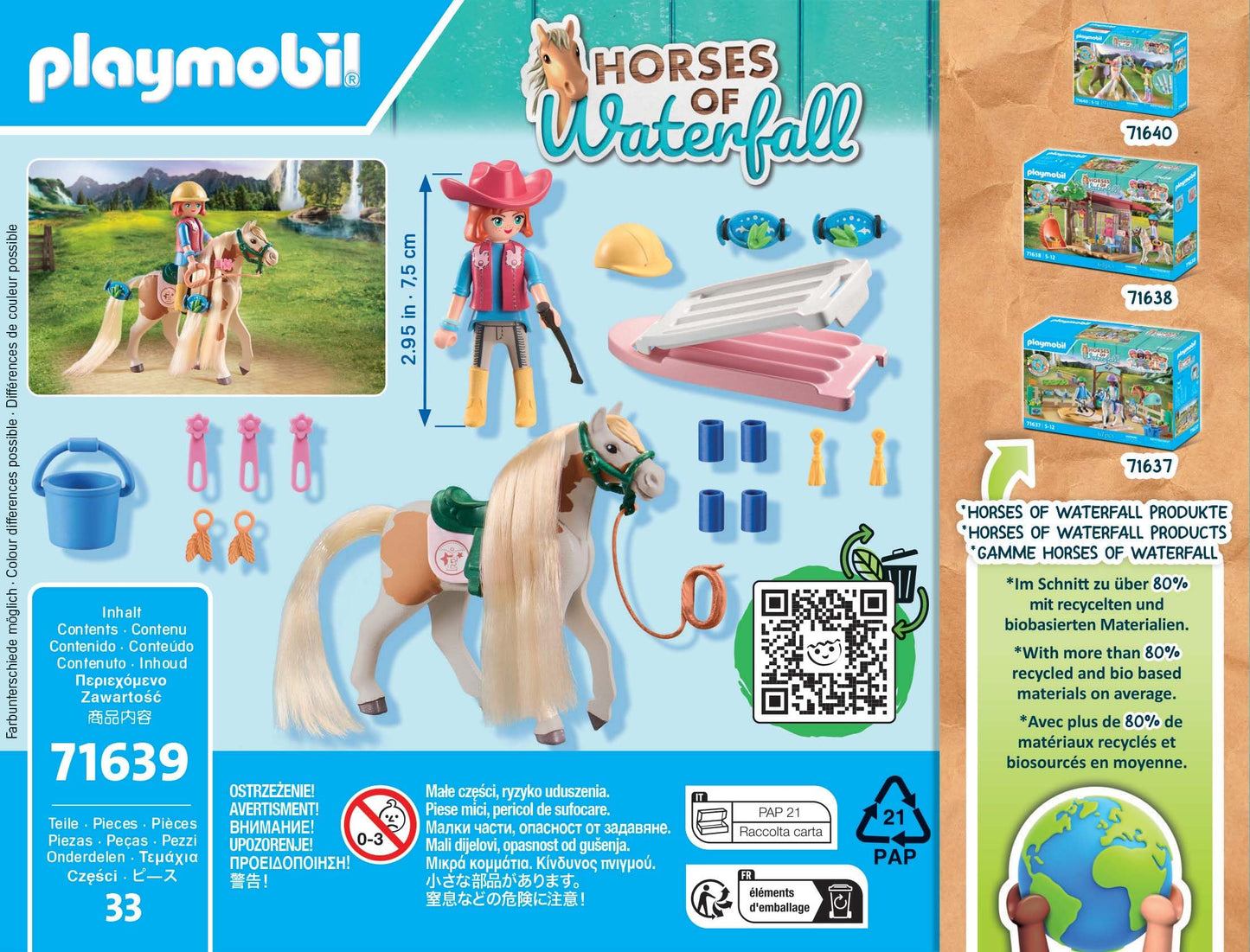 PLAYMOBIL Horses of Waterfall 71640 Kreativset mit Pferd und Stiften, inklusive Einer Figur, einem Pferd und DREI Crayola Stiften, künstlerisches Spielzeug für Kinder ab 5 Jahren