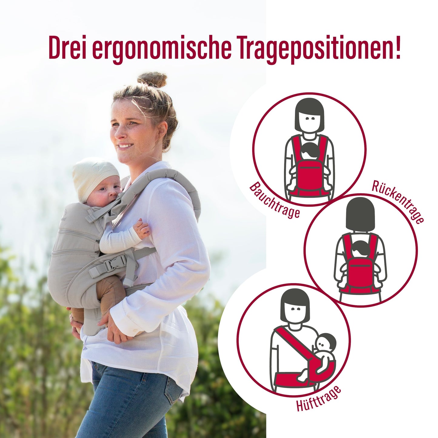 manduca XT Babytrage - Verstellbarer Sitz, der mitwächst - Vom Neugeborenen bis zum Kleinkind - Babytrage aus Bio-Baumwolle mit 3 Tragemöglichkeiten