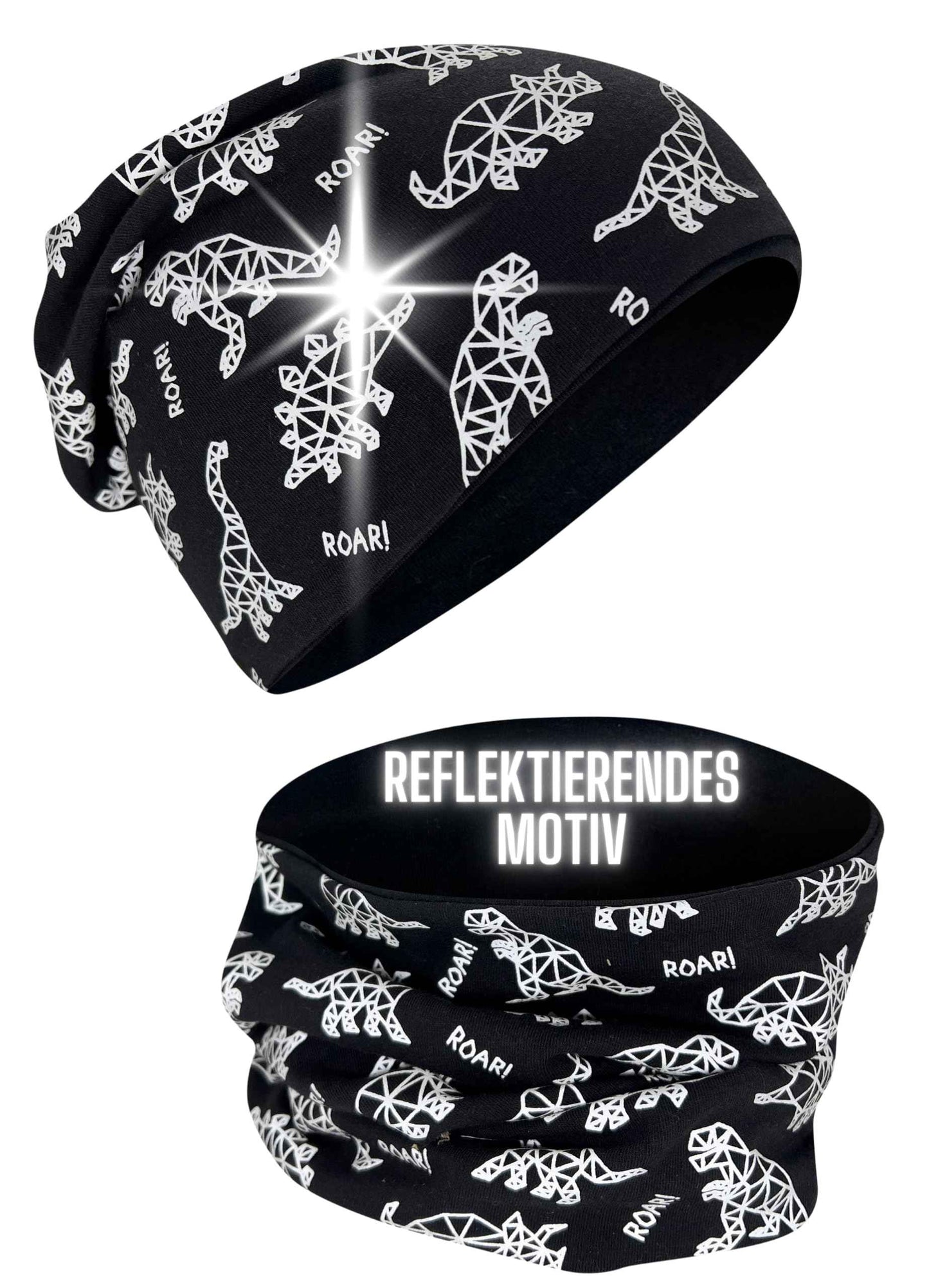 Heckbo 360° Reflector Children's Hat & Loop Scarf Set, Many Designs, 2–8 Years, 95% Cotton, Soft & Easy-Care Stretch Material, for Boys, Girls, Beanie for Spring, Summer, Autumn, Winter