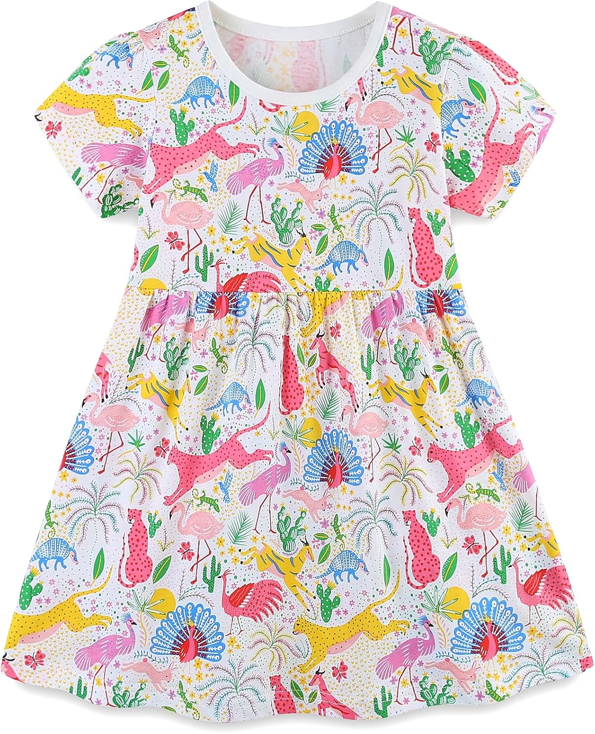TEDD Mädchen Kleider Kurzarm Einhorn Blumen Sommerkleid Baumwolle Kleid Geburtstag Party Mädchenkleid Gr. 92-122
