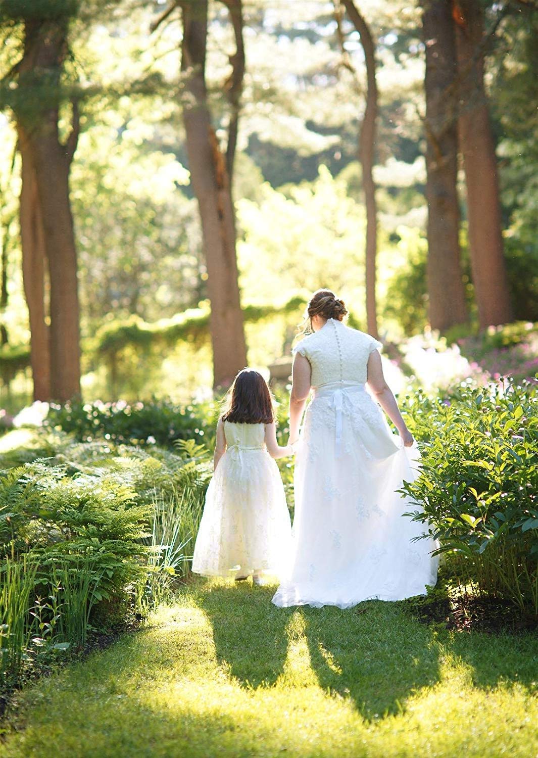 TYHTYM Blumenmädchen Kleid, Festzug, Hochzeit, Spitzenkleid, Abschlussballkleid, Mädchen, Partykleid, Flattern Ärmel, Weiß