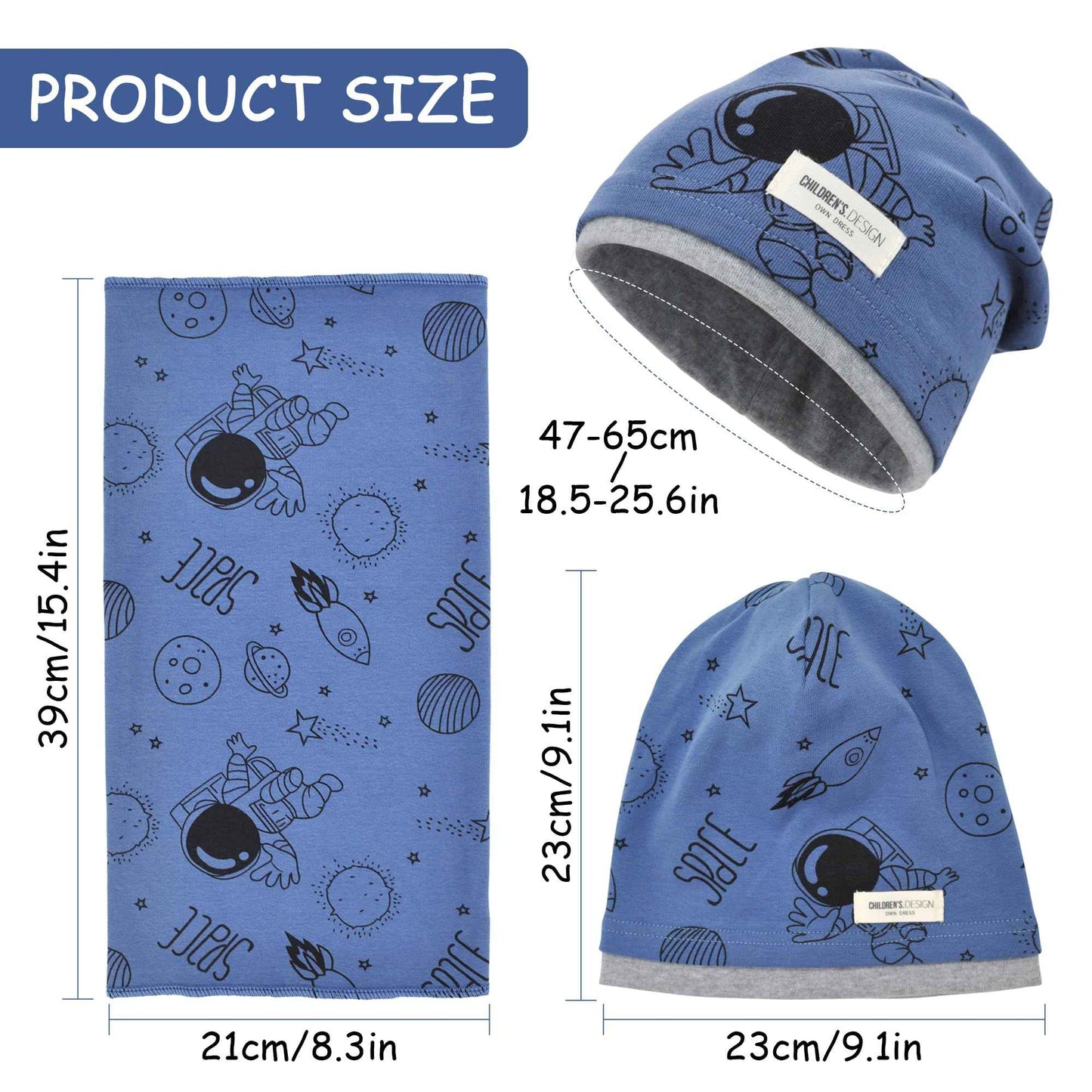 Kinder Beanie Mütze & Loop Schal Set, 95% Baumwolle Mütze Schal Set Mädchen Jungen 2-8 Jahren, Schlauchschal Warme Wintermütze Strickmützen für Herbst Winter Frühling