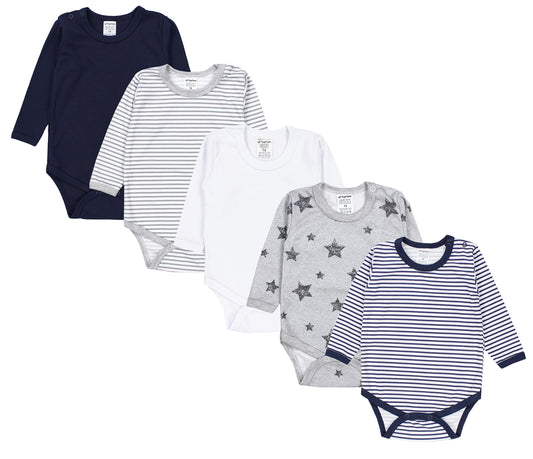TupTam Baby Body Langarm – Weicher Body Baby 5er Pack aus Baumwolle, Unifarben, OEKO-TEX Zertifiziert