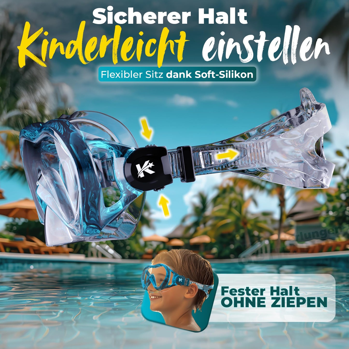KIDVERSE Schnorchelset Kinder - Taucherbrille mit Schnorchel - Panorama Taucherbrille mit Nase - Kindertaucherbrille Alternative Schnorchelmaske