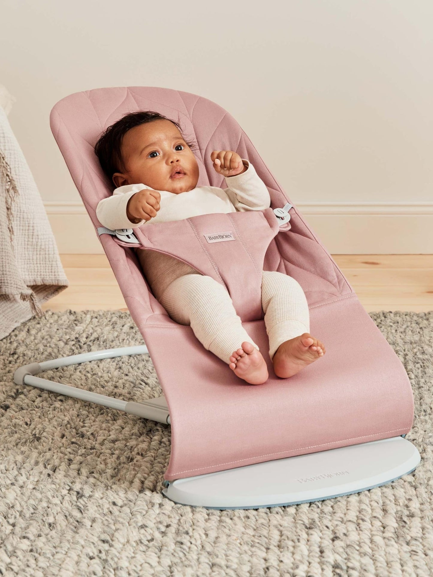 BabyBjörn Bliss Baby Bouncer, Woven, Classic Quilting, Sand Grey