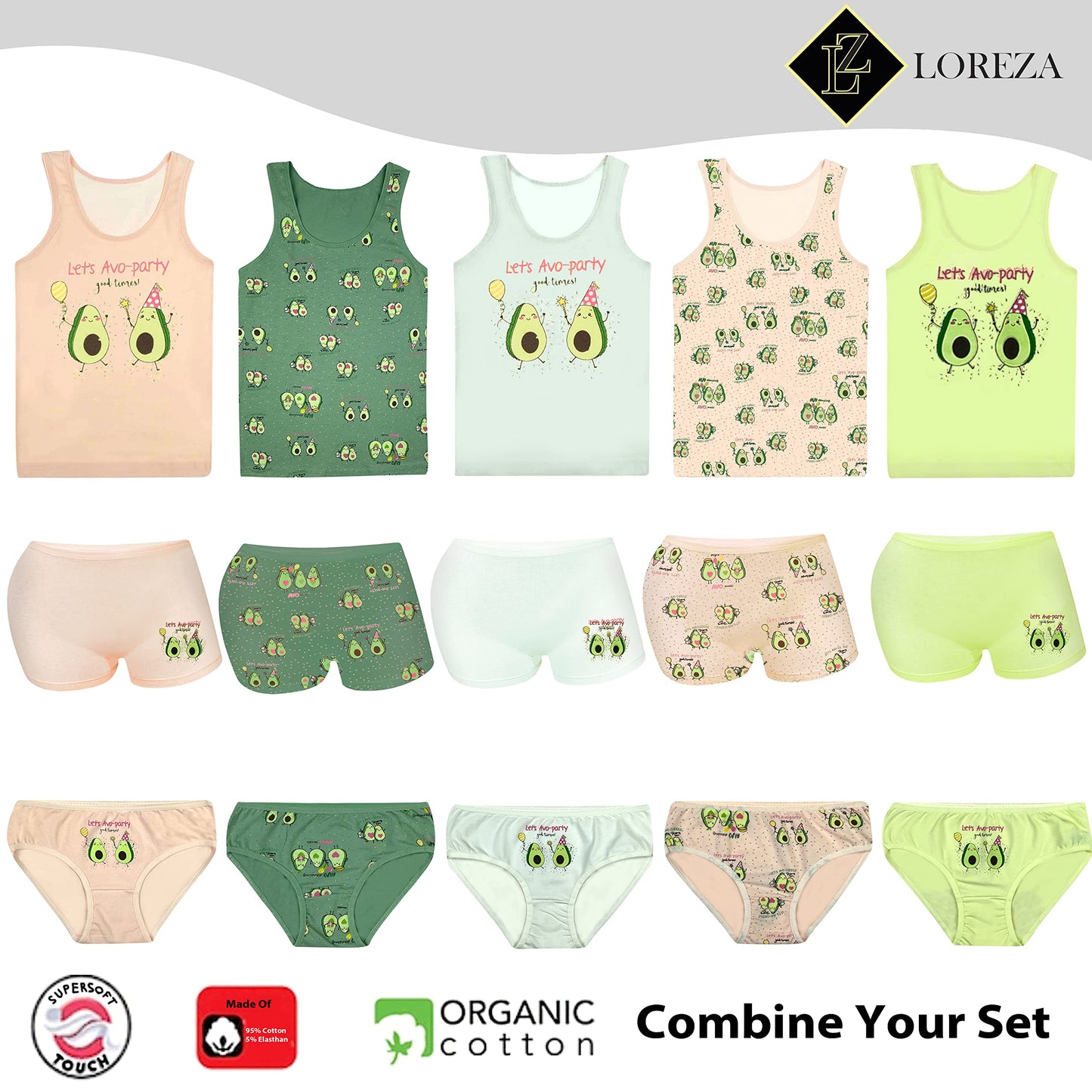 LOREZA ® 5 girls' cotton undershirts tank tops - sizes 92-170