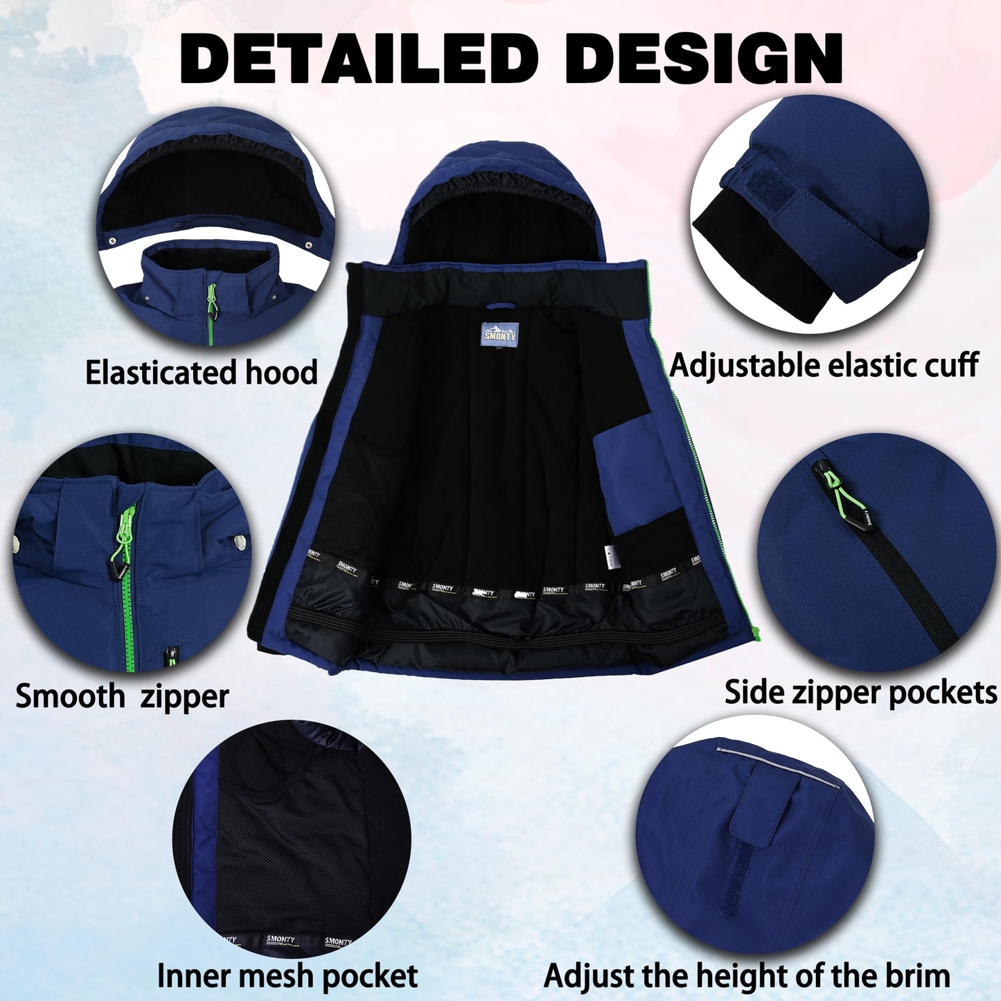SMONTY SNOWER Boys' Snowsuit with Removable Hood, Ski Suit, Extra Warm, Winter Suit