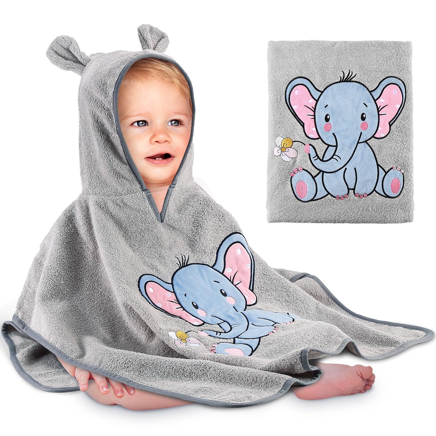 Yosemy Kapuzenhandtuch Baby - Oeko TEX - Baby Handtuch Kapuze 100% Baumwolle Badeponcho Kinder Babyhandtuch mit Kapuze Weich & Super Saugfähig 0-3 Jahre-Bär