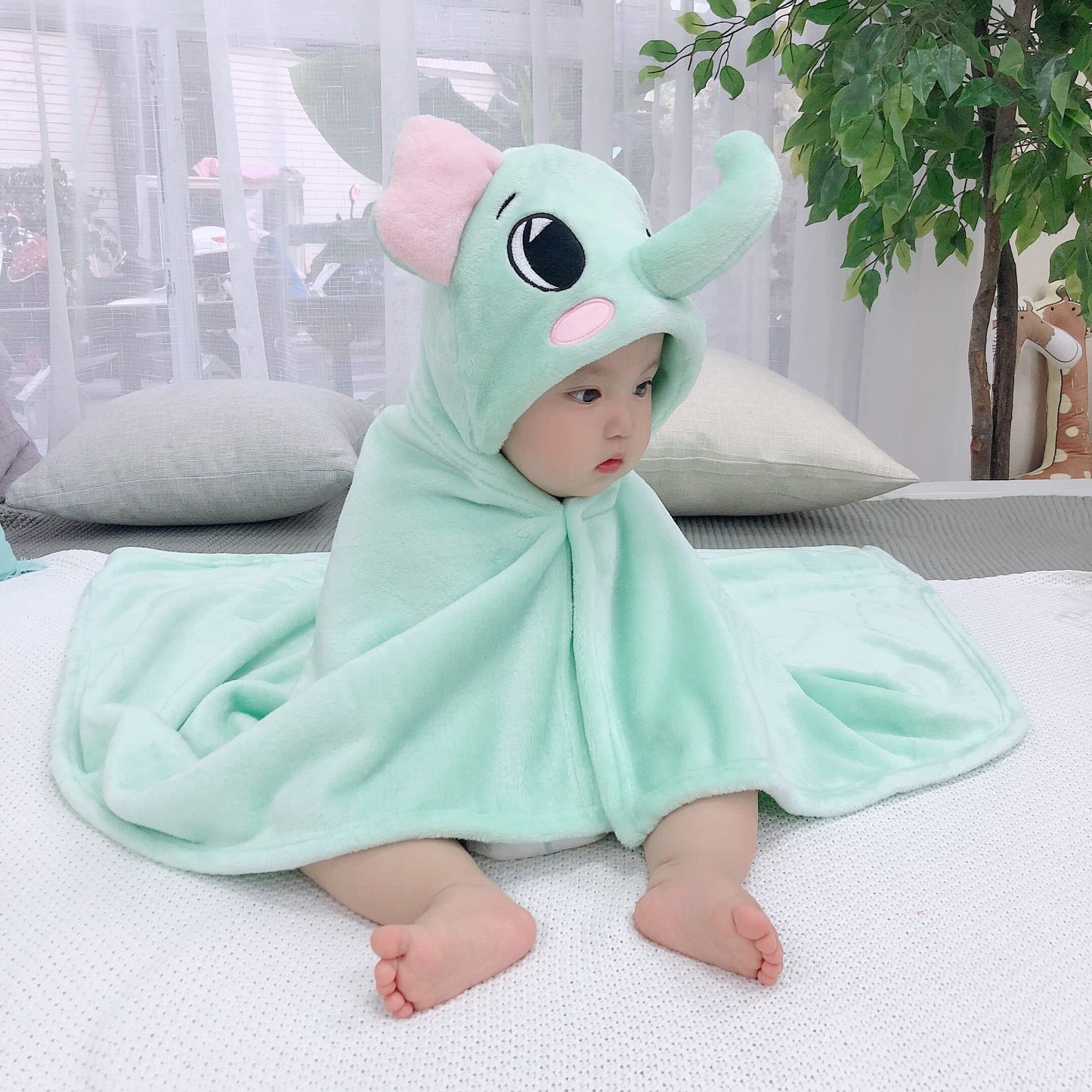 Doladola Baby Decke Babys Tier Design,Flanell Kinder Decke Kapuzenhandtuch für Mädchen und Jungen,Baby Kapuze Badeponcho Kinder Warm(gelbe Ente)