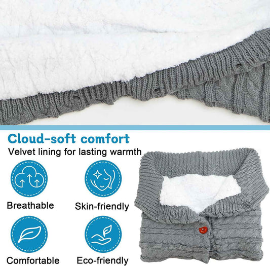 LPZMPZ Winterfußsack, Fußsack Kinderwagen, Universal Wintersack Buggy, Stricken Footmuff, Babyschlafsack Winter mit Fleece, Warmes Fußsäcke, Kinderwagendecke für Baby von 0-12 Monaten (Grau)