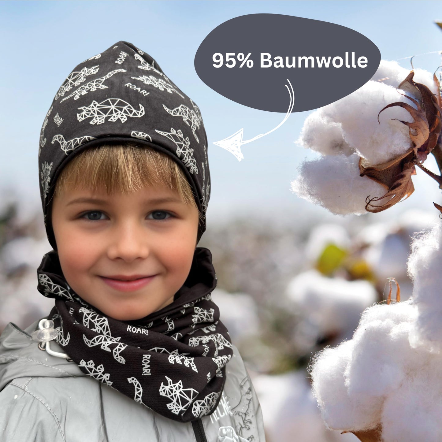 Heckbo 360° Reflector Children's Hat & Loop Scarf Set, Many Designs, 2–8 Years, 95% Cotton, Soft & Easy-Care Stretch Material, for Boys, Girls, Beanie for Spring, Summer, Autumn, Winter