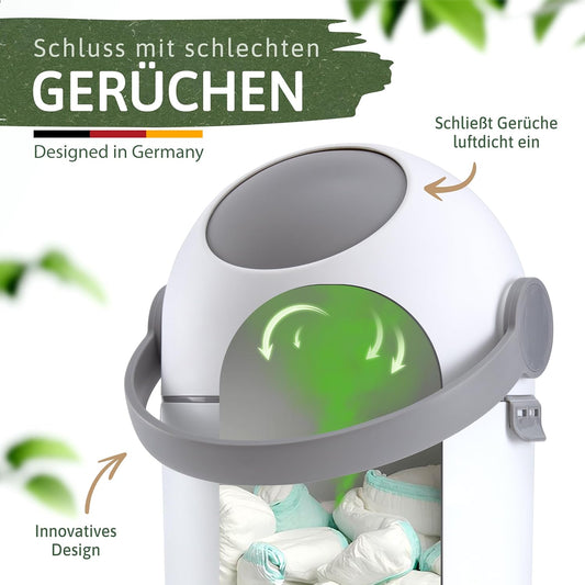 Forche® Windeleimer Baby Mülleimer Geruchsdicht Windelmülleimer ohne teure Nachfüllkassetten, perfekt für einen ganzen Tag,