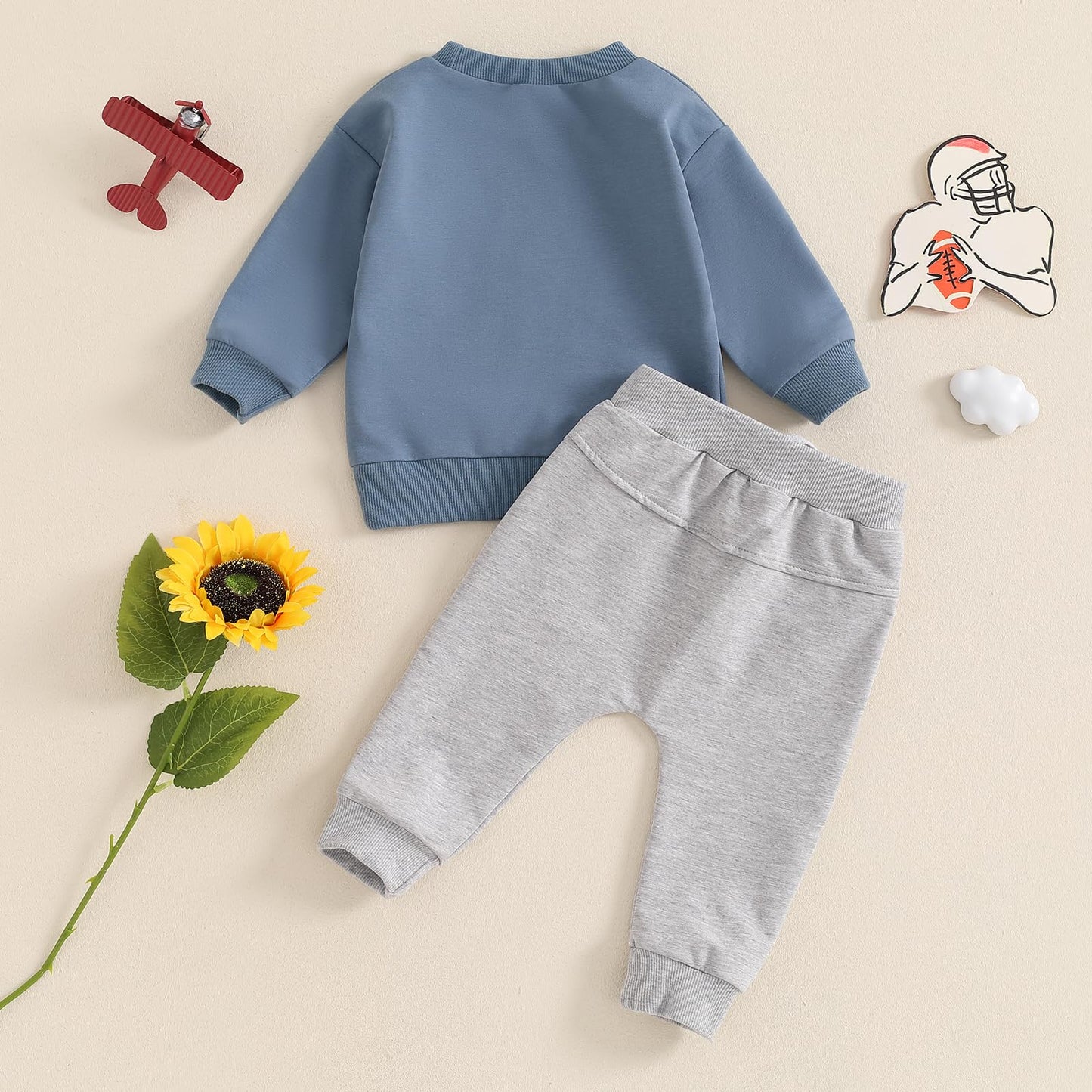 ZyHwShine Kleinkind Baby Jungen Fußball Outfit On Sundays We Watch Football with Daddy Sweatshirt Top Pants Infant Fall Clothes
