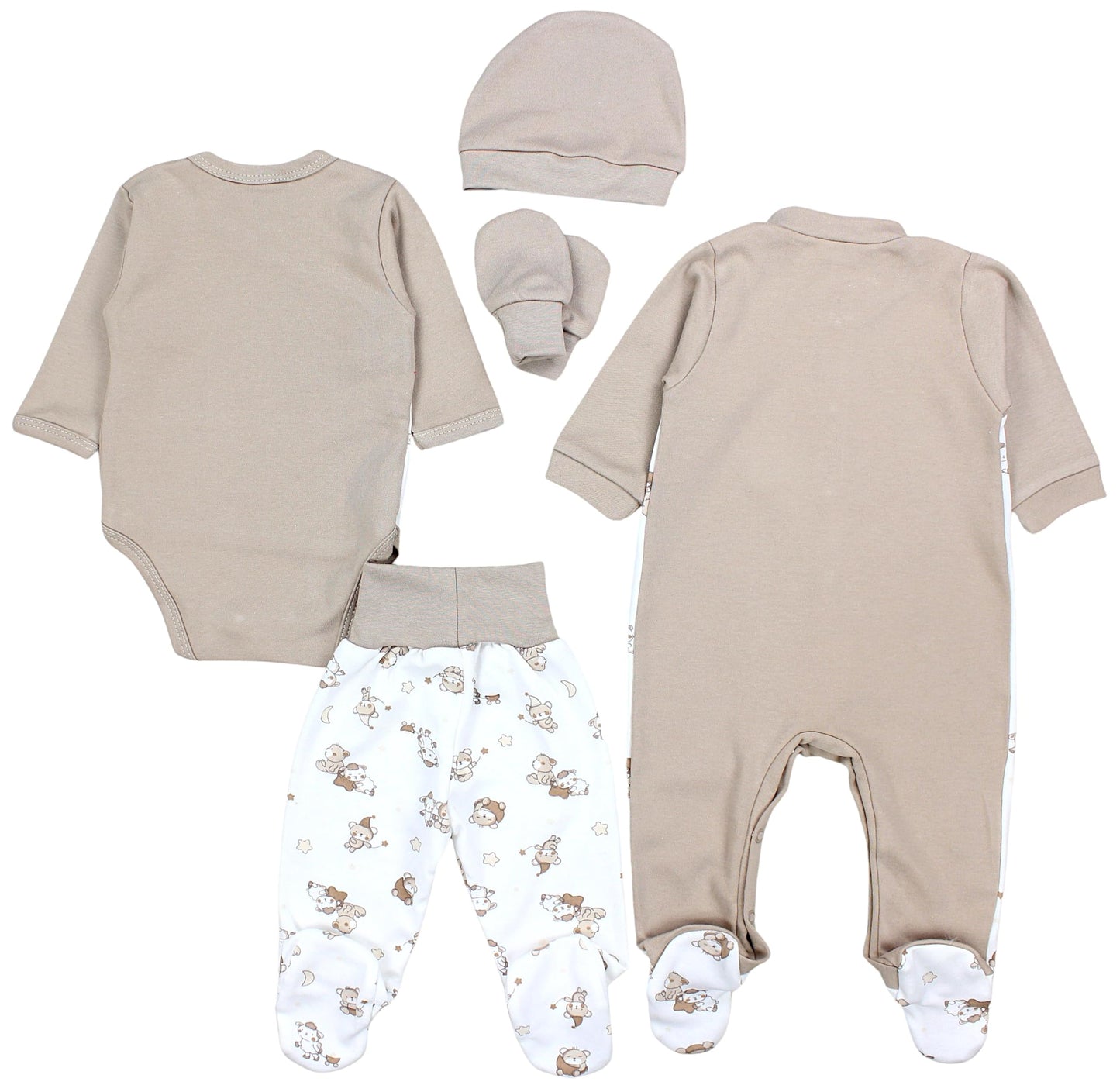 TupTam Baby Kleidung Set Jungen Langarm Bekleidung Neugeborene Füßlingen Hose Body Strampler Mütze 5 tlg