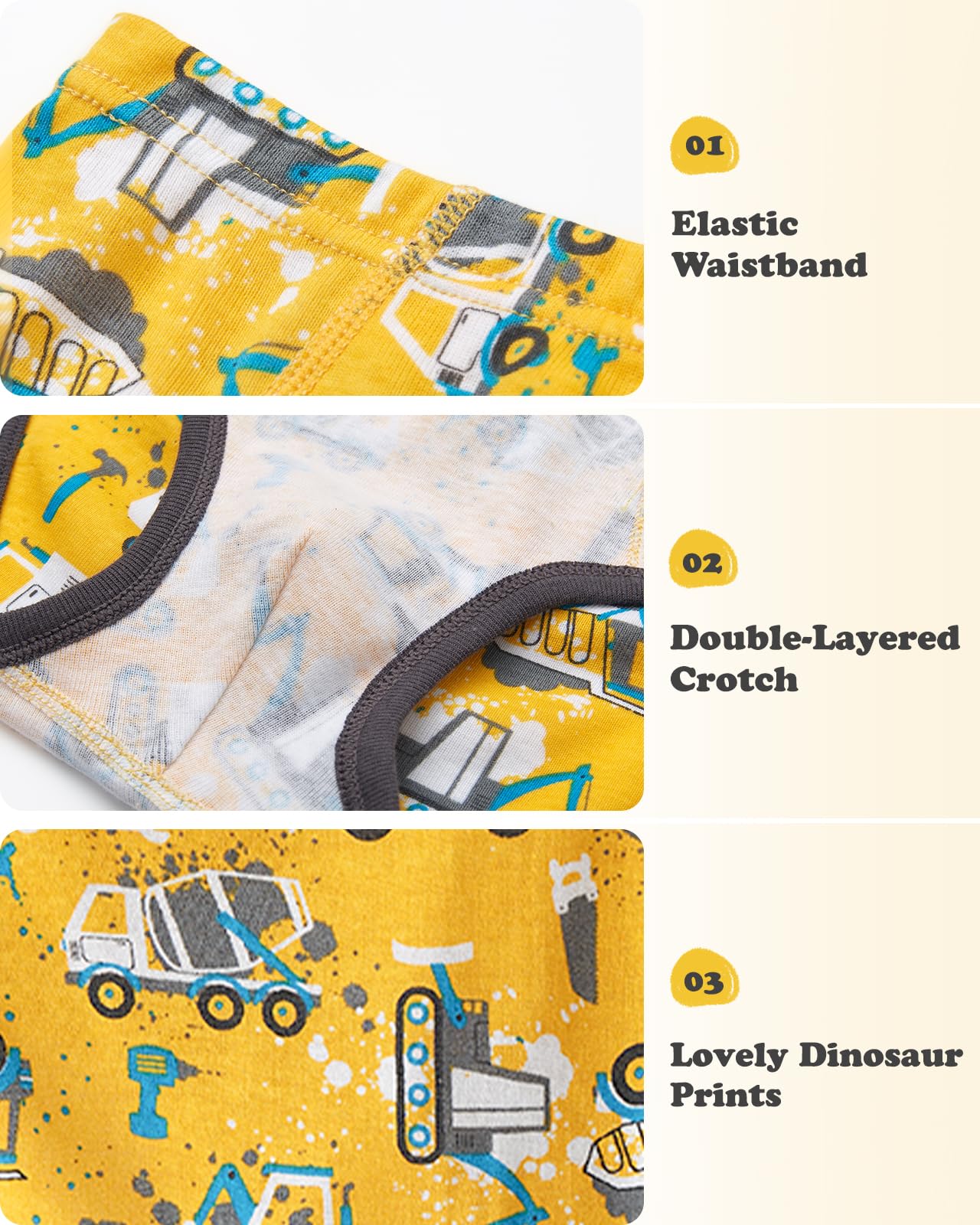Domee Jungen Unterhosen Slip Unterwäsche Schlüpfer Baumwolle Dinosaurier-Druck 12er-Pack