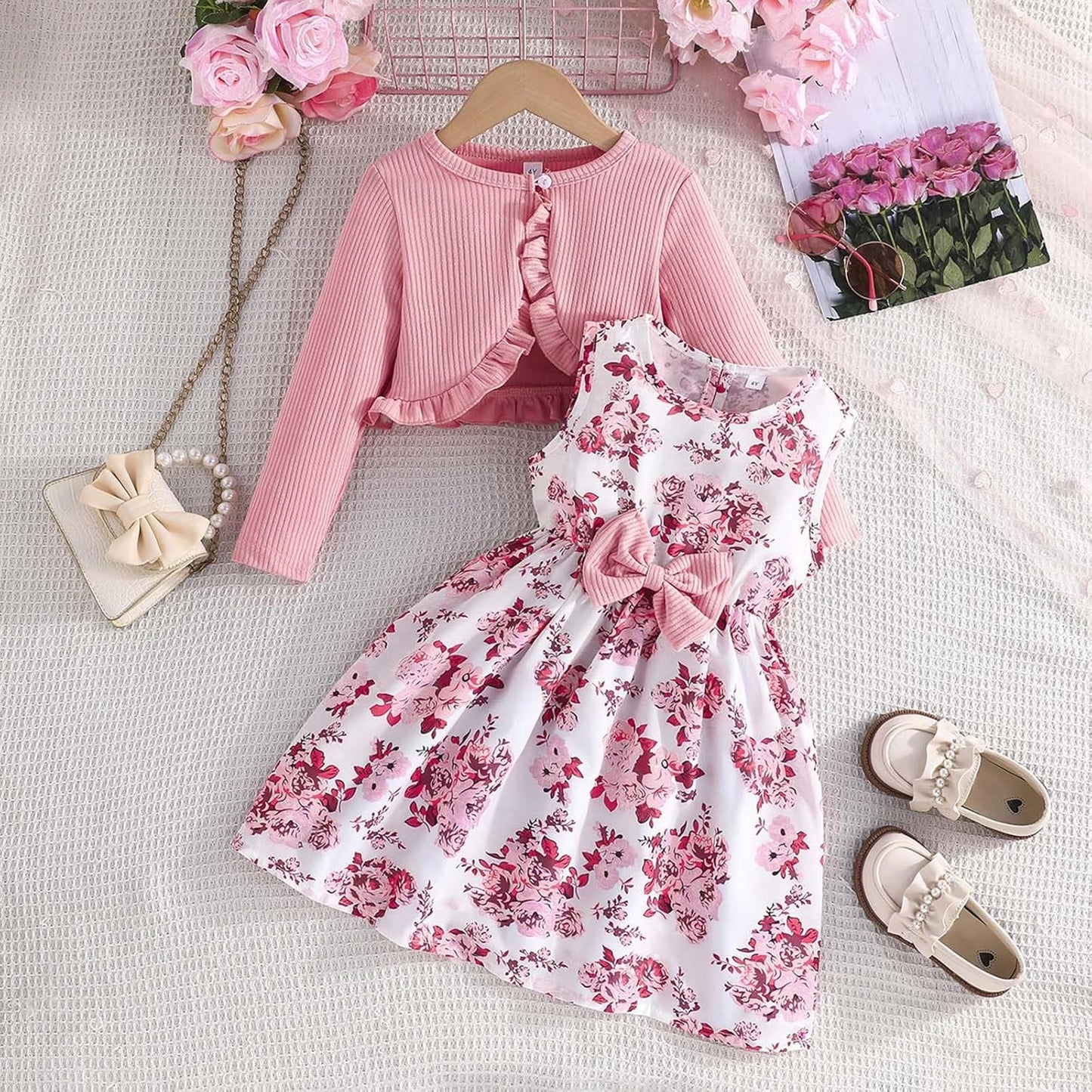 2026 Girls Outfits, 2 Piece Set, Toddler Dresses with Jacket, Casual Spring and Autumn Outfits for Babies Aged 2-8 Years, Fashionable Combination of Halloween Costume Toddler