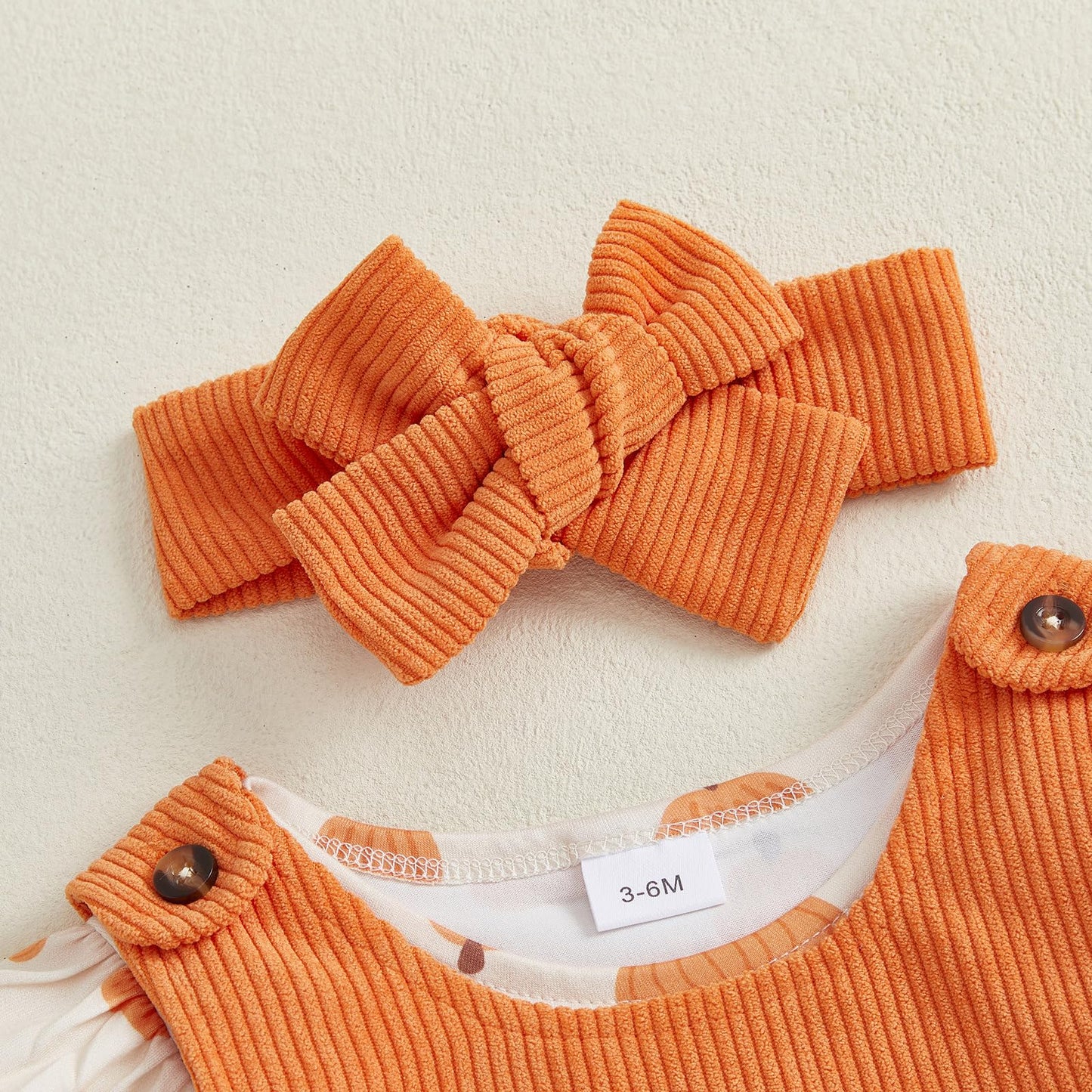 Geagodelia Baby Girl Halloween Clothing Outfit Pumpkin Ghost Baby Clothing Set Body Top + Jumpsuit Dress Newborn Soft Baby Set