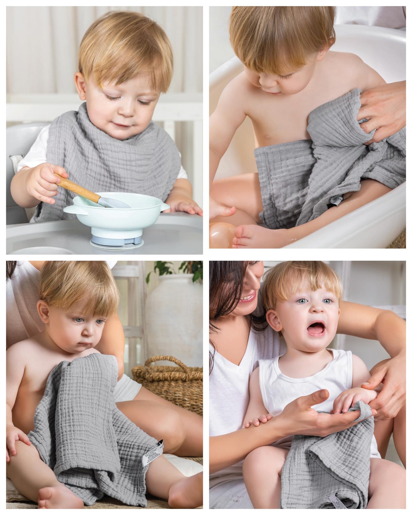 LAYNENBURG 10er-Set Premium Spucktücher Baby aus extra weichem Musselin - 100% Baumwolle - 30x50cm - Oeko Tex 100 - Musselin-tücher als Mulltücher, Mullwindeln oder Stoffwindeln (weiß)