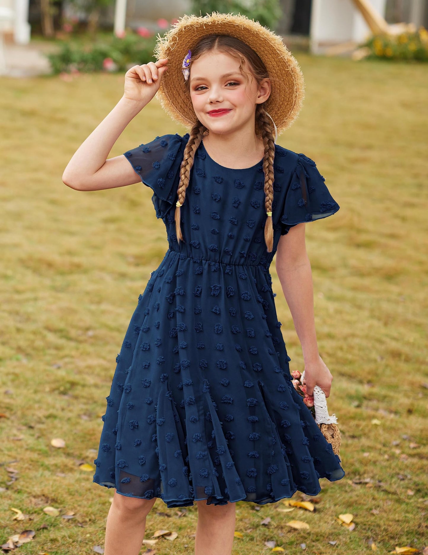 Flypigs Kleid Mädchen Festlich Hochzeit Party Kurzarm Sommer Freizeitkleid Prinzessin Chiffon Kleider Kinder Teenager Kleidung 3-12 Jahre