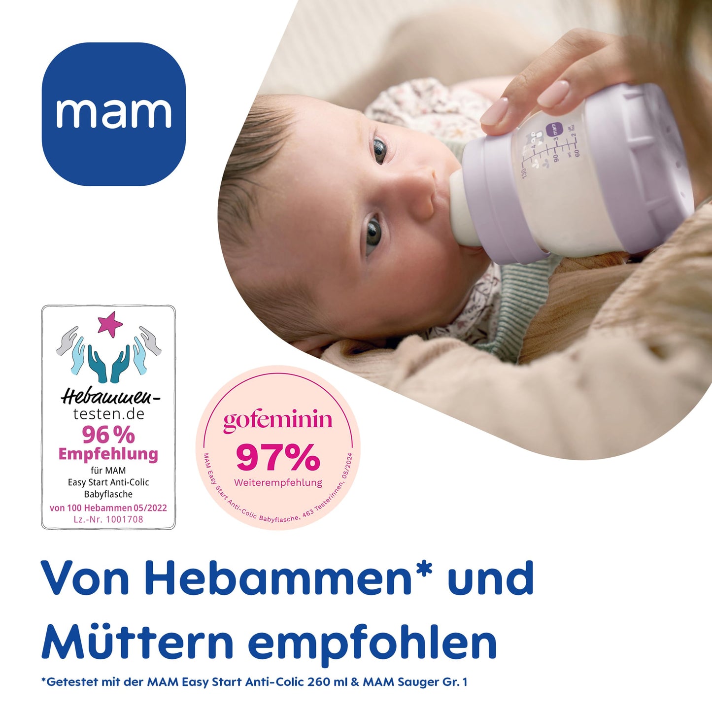 MAM Easy Start Anti-Colic Combi-Set, Babyflaschen Set mit 6 Flaschen gegen Koliken (2 x 130 ml, 160 ml, 260 ml) & Flaschenkorb, Babyausstattung ab der Geburt, beige