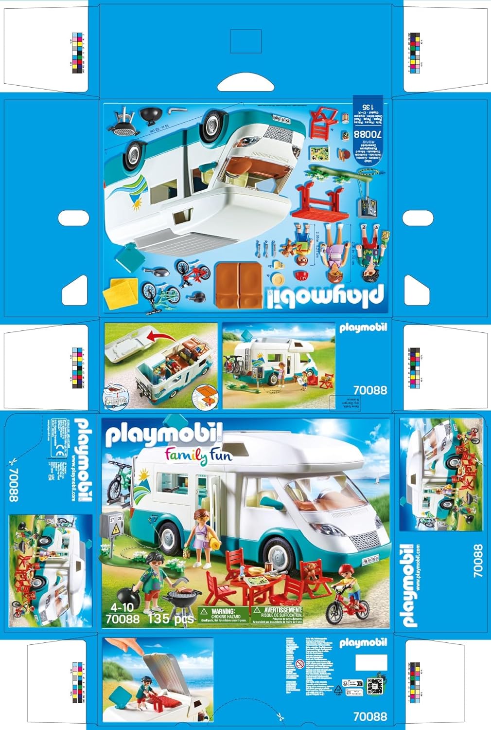 PLAYMOBIL | Family Fun | Familien-Wohnmobil | mit abnehmbaren Dach | Spielzeug fĂźr Kinder ab 4 Jahren | 70088