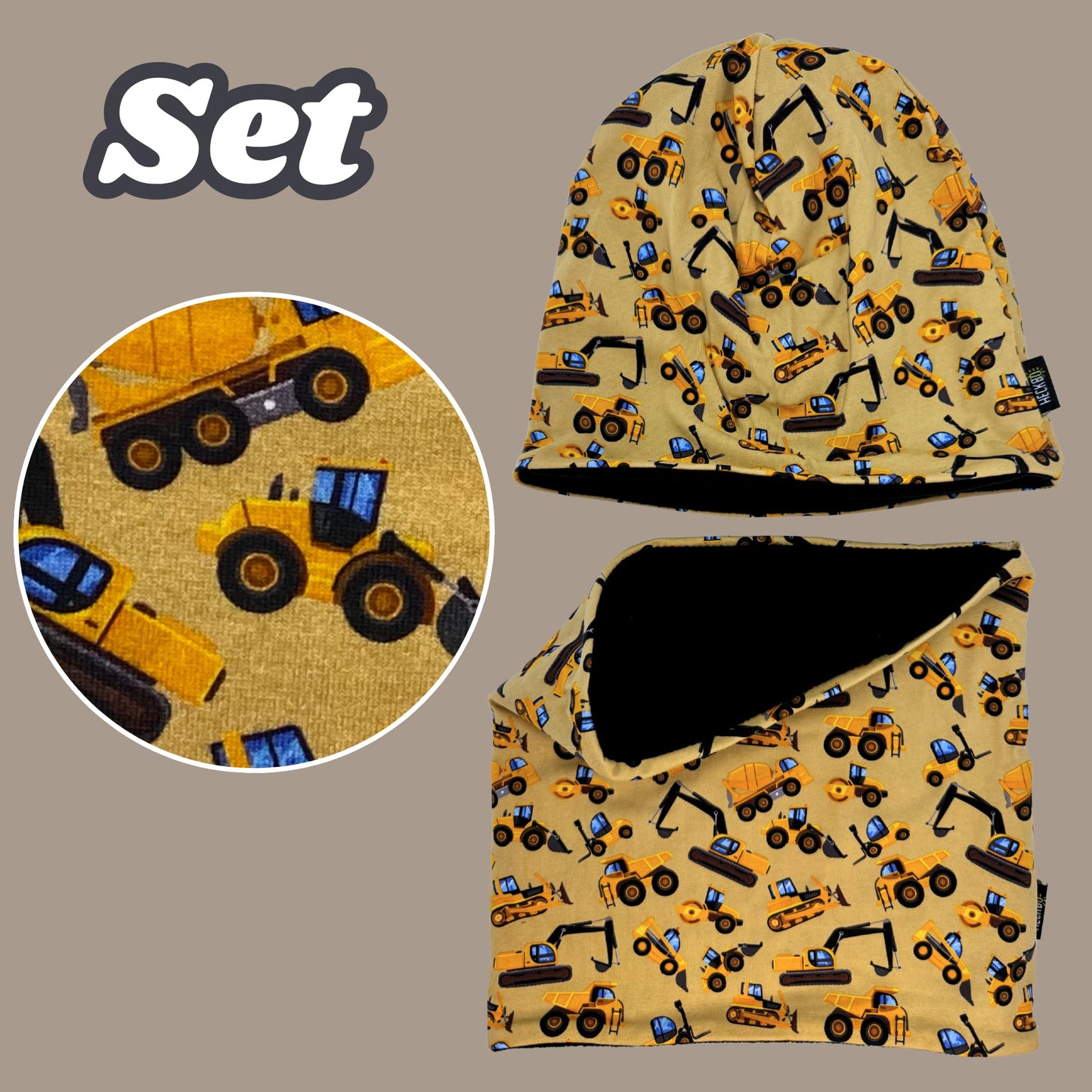 HECKBO Children's Beanie Hat & Scarf, Tube Scarf Set, for Girls and Boys, 95% Cotton, Autumn, Spring, Winter